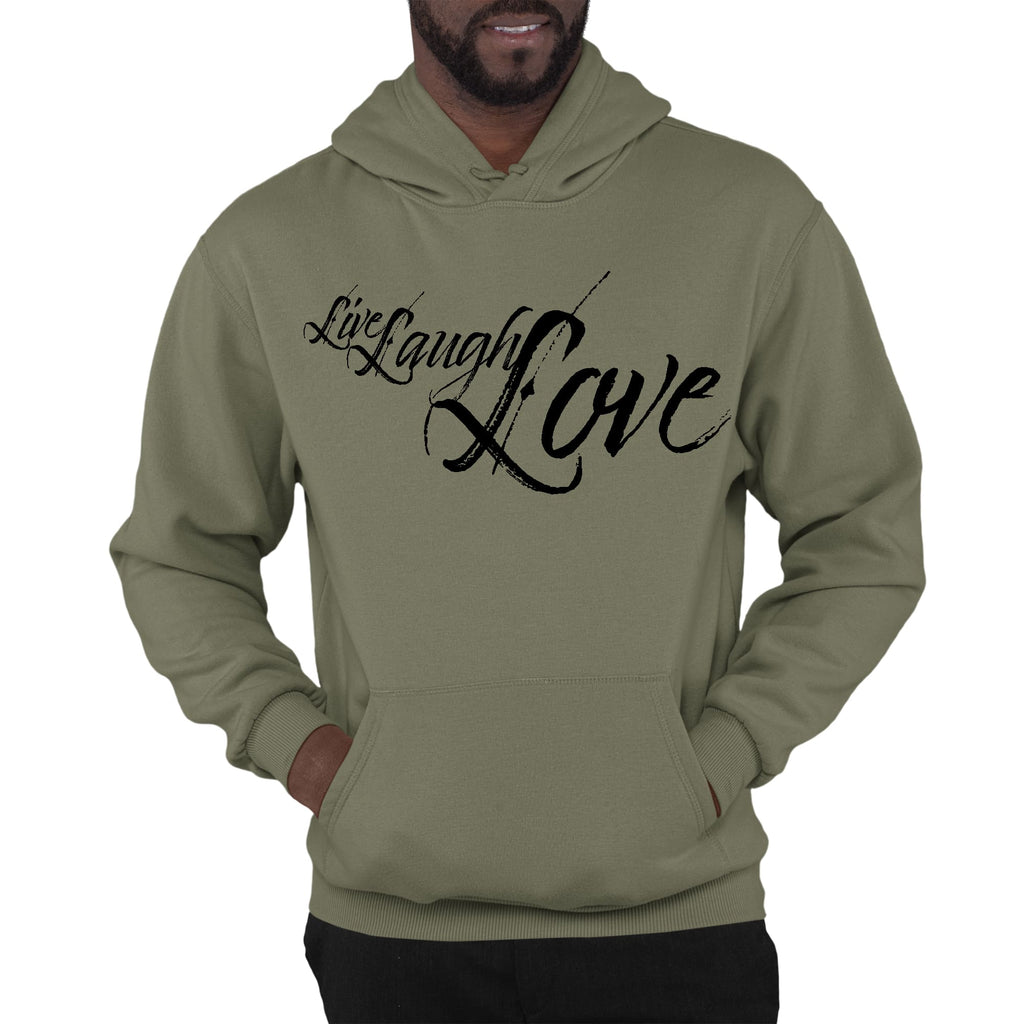 Mens Graphic Hoodie Live Laugh Love Black Illustration
