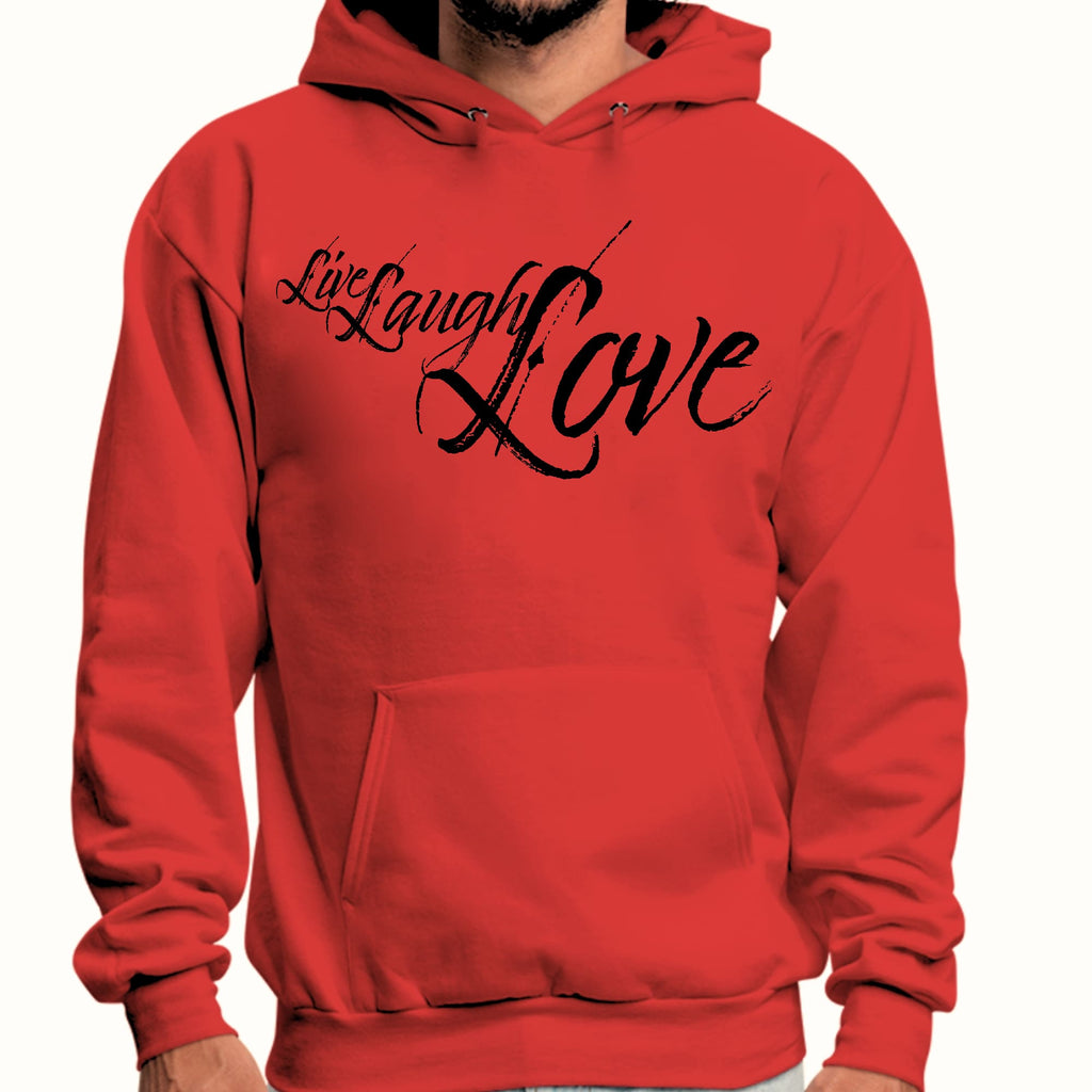 Mens Graphic Hoodie Live Laugh Love Black Illustration
