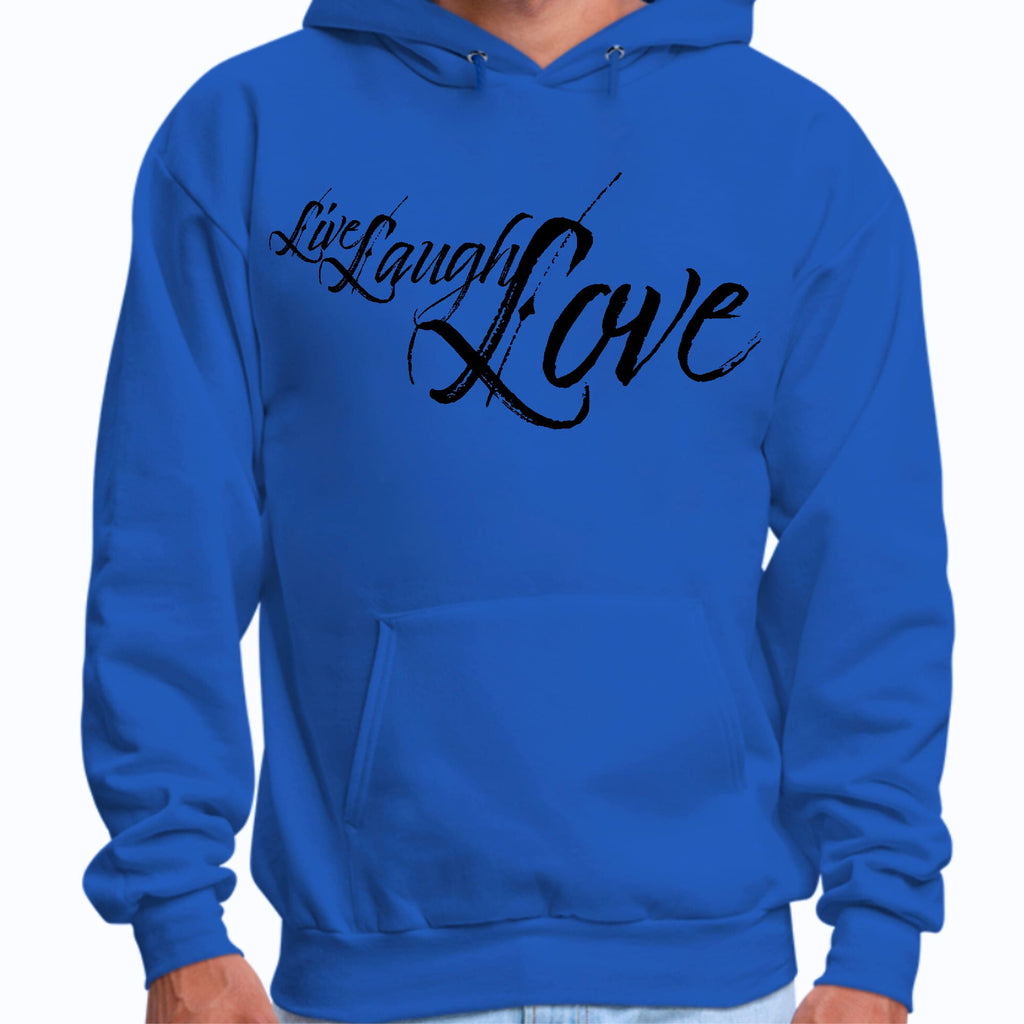Mens Graphic Hoodie Live Laugh Love Black Illustration