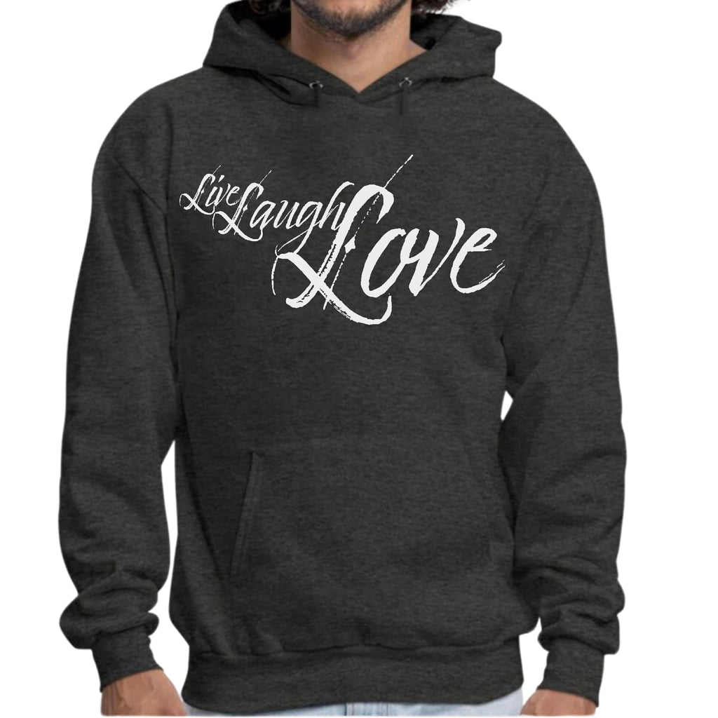 Mens Graphic Hoodie Live Laugh Love Light Grey