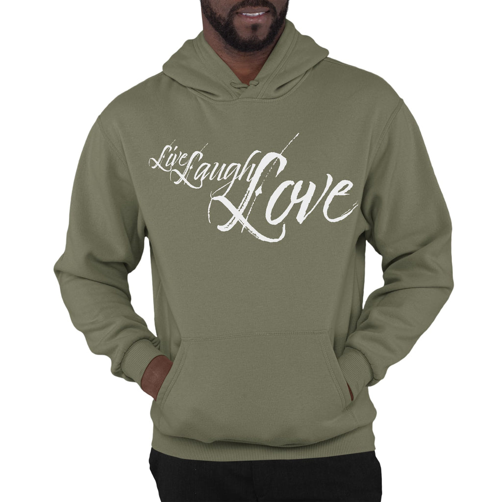 Mens Graphic Hoodie Live Laugh Love Light Grey