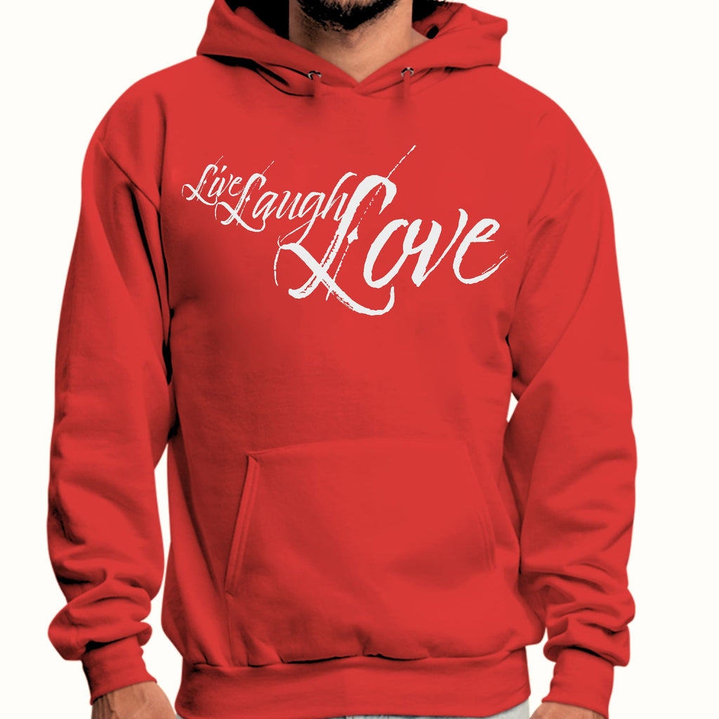 Mens Graphic Hoodie Live Laugh Love Light Grey