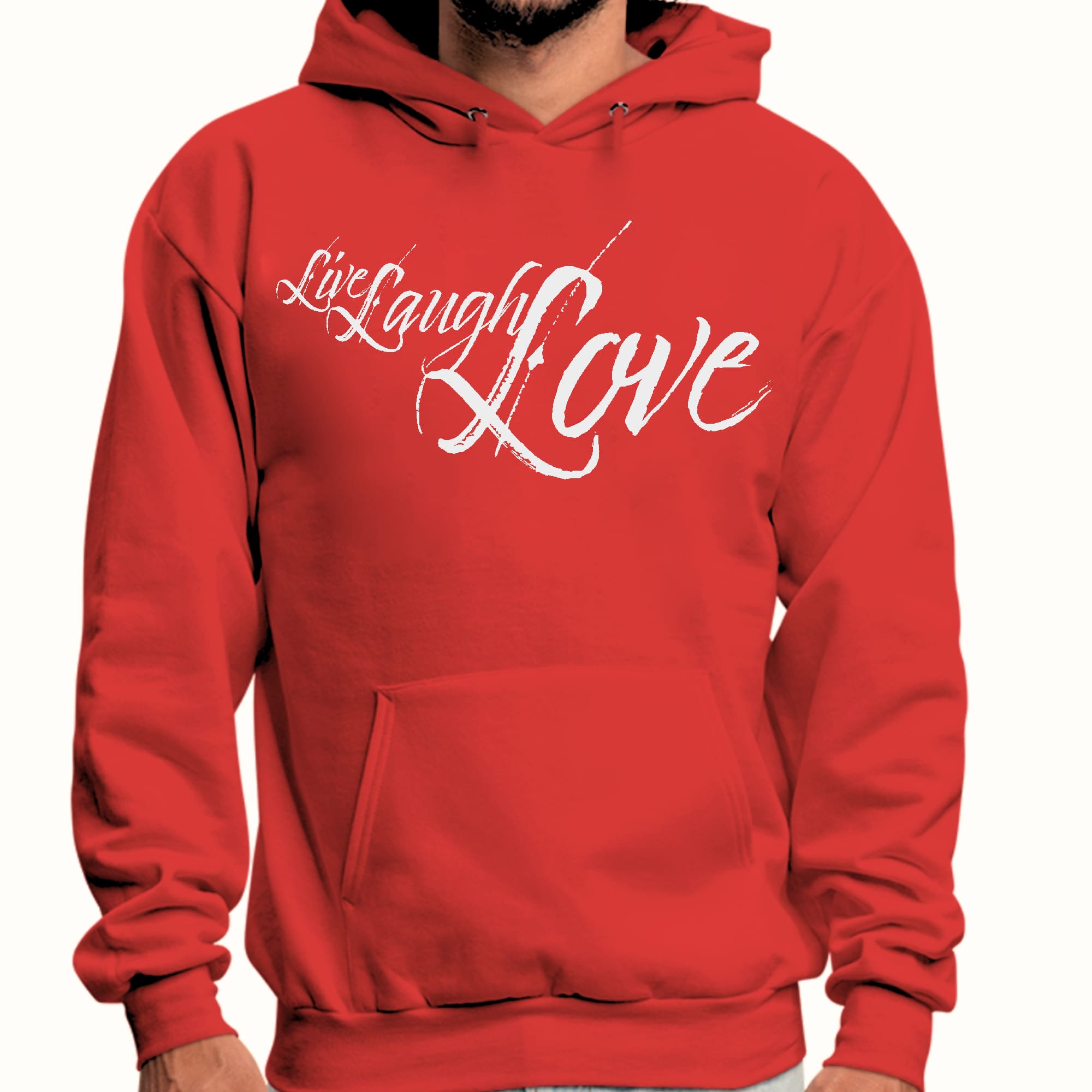 Mens Graphic Hoodie Live Laugh Love Light Grey