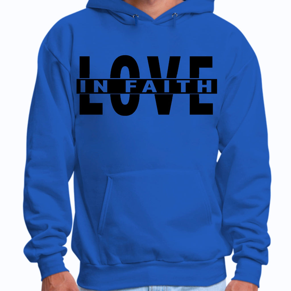 Mens Graphic Hoodie Love in Faith Black Illustration