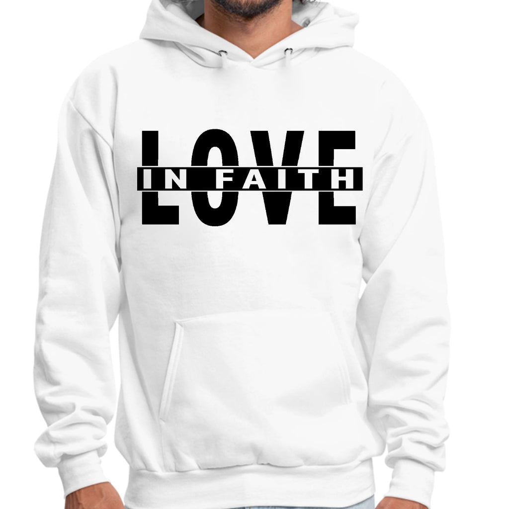Mens Graphic Hoodie Love in Faith Black Illustration