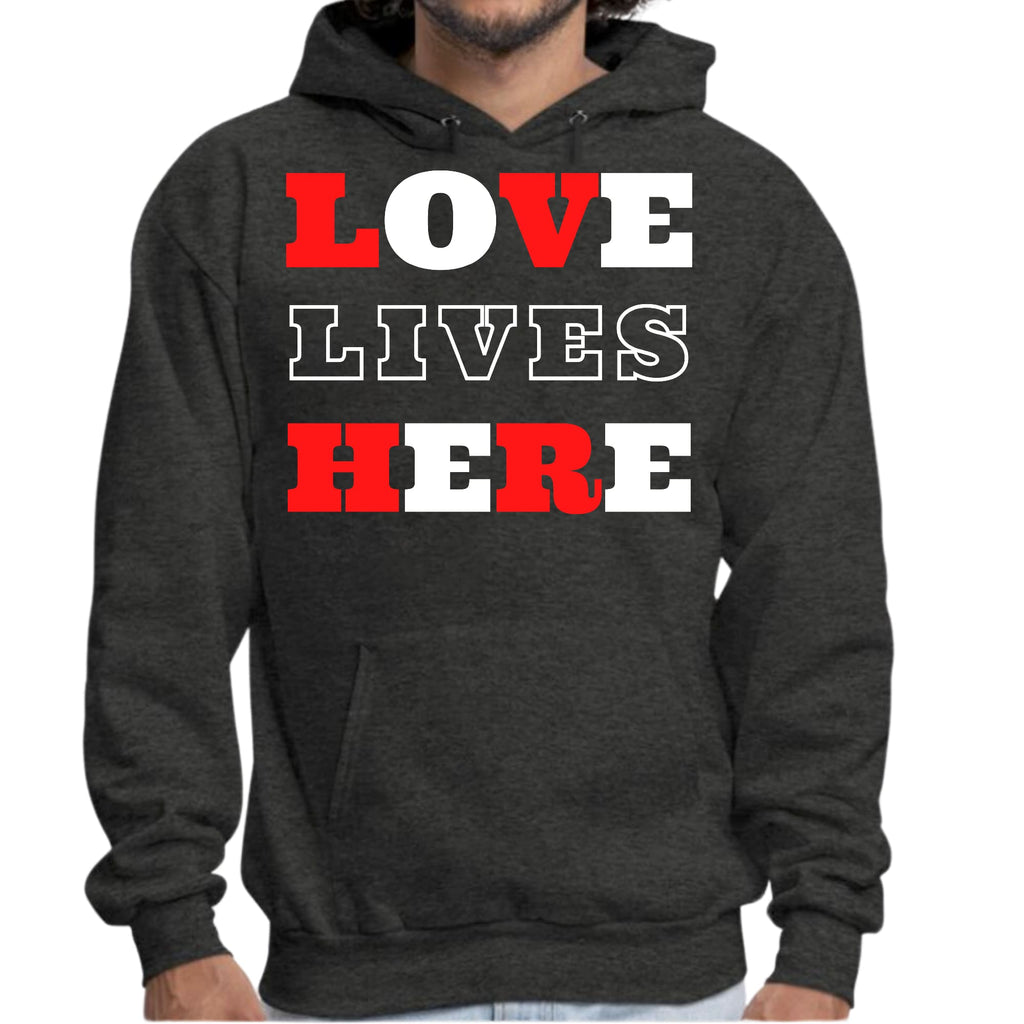Mens Graphic Hoodie Love Lives Here Christian Inspiration