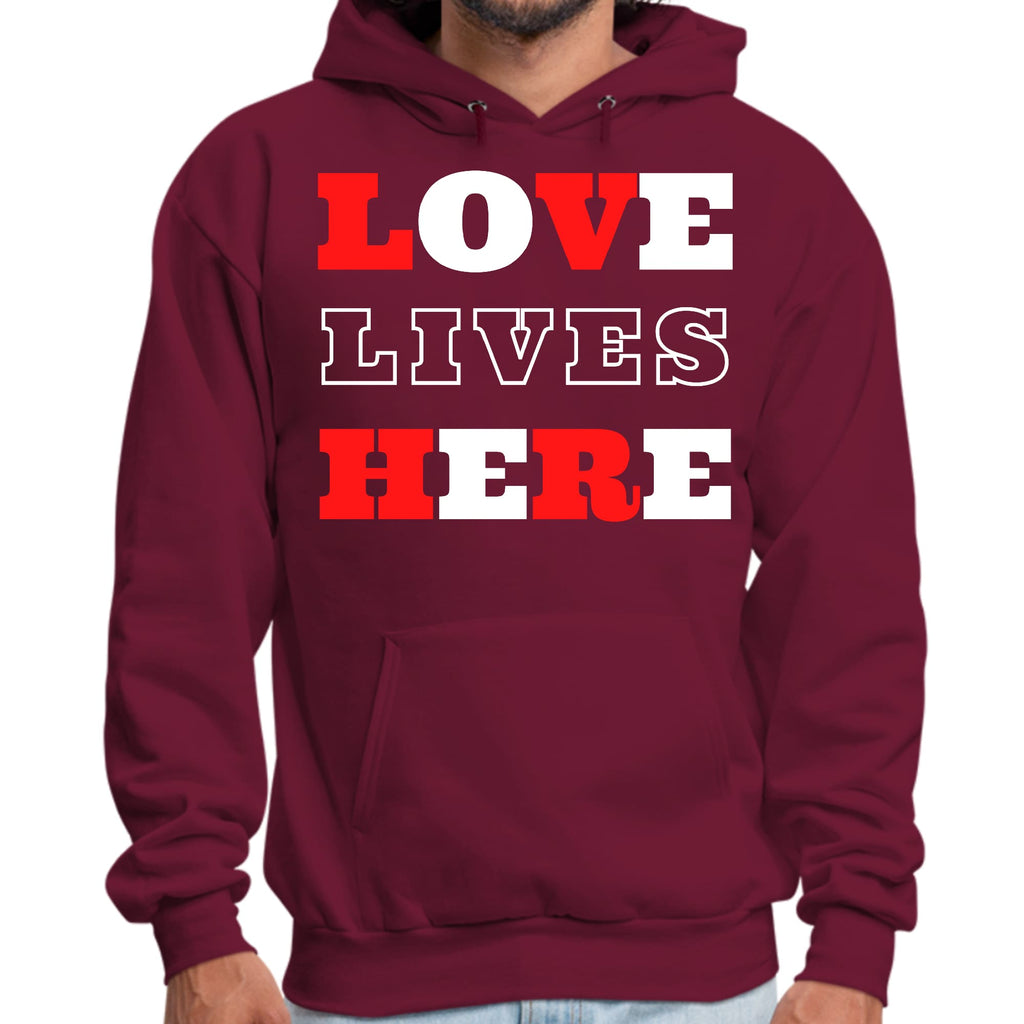 Mens Graphic Hoodie Love Lives Here Christian Inspiration