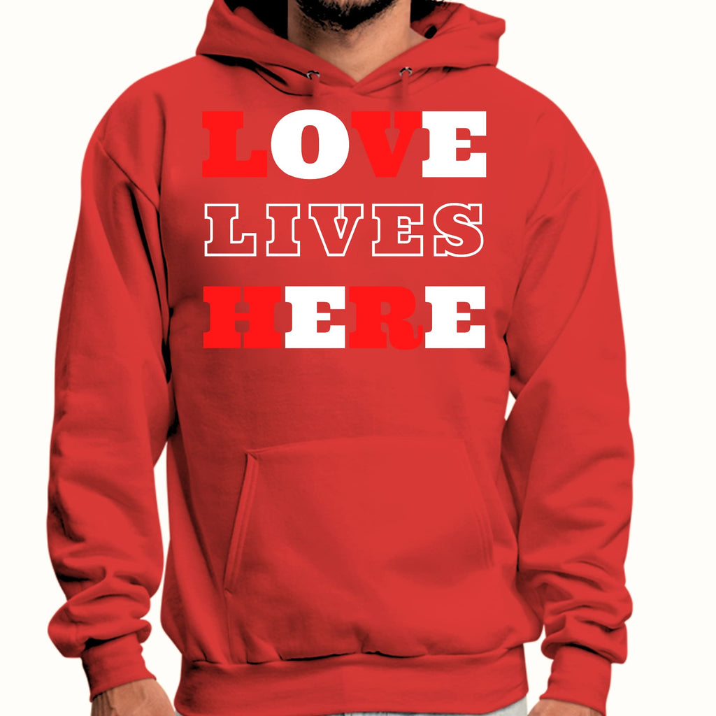 Mens Graphic Hoodie Love Lives Here Christian Inspiration