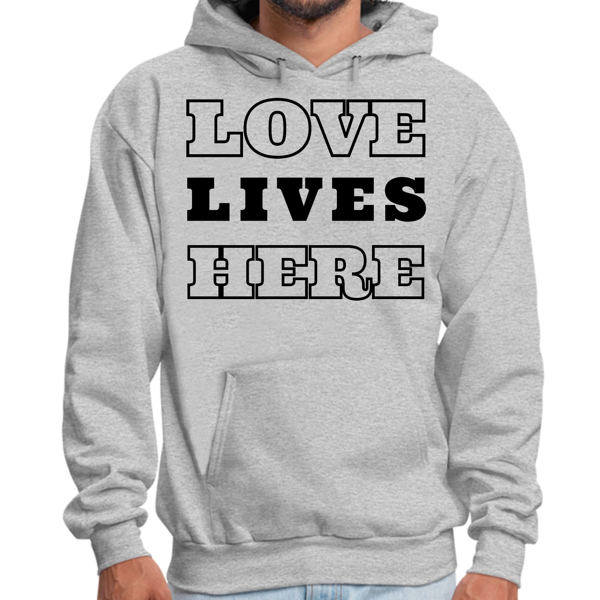 Mens Graphic Hoodie Love Lives Here