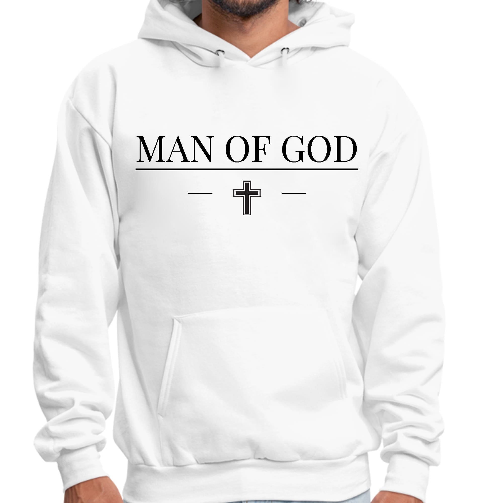 Mens Graphic Hoodie Man of God Black Print