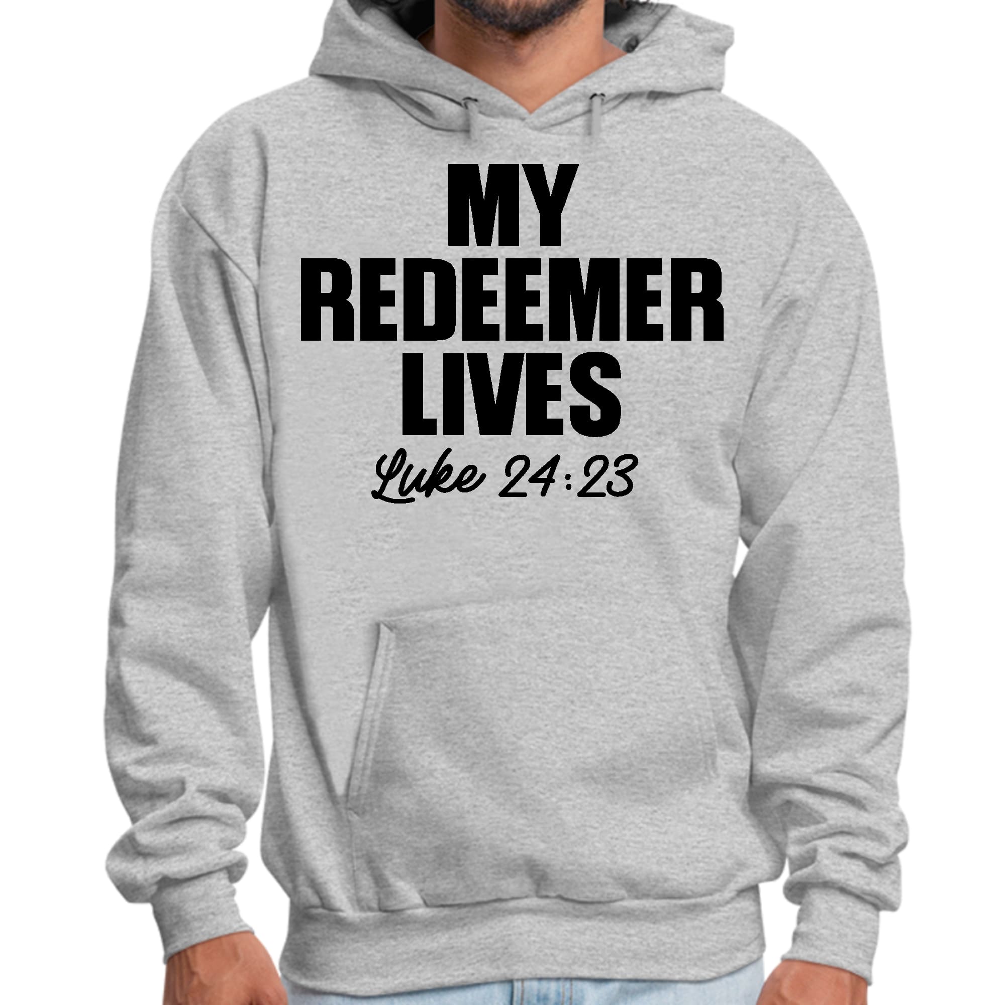 Mens Graphic Hoodie my Redeemer Lives Print
