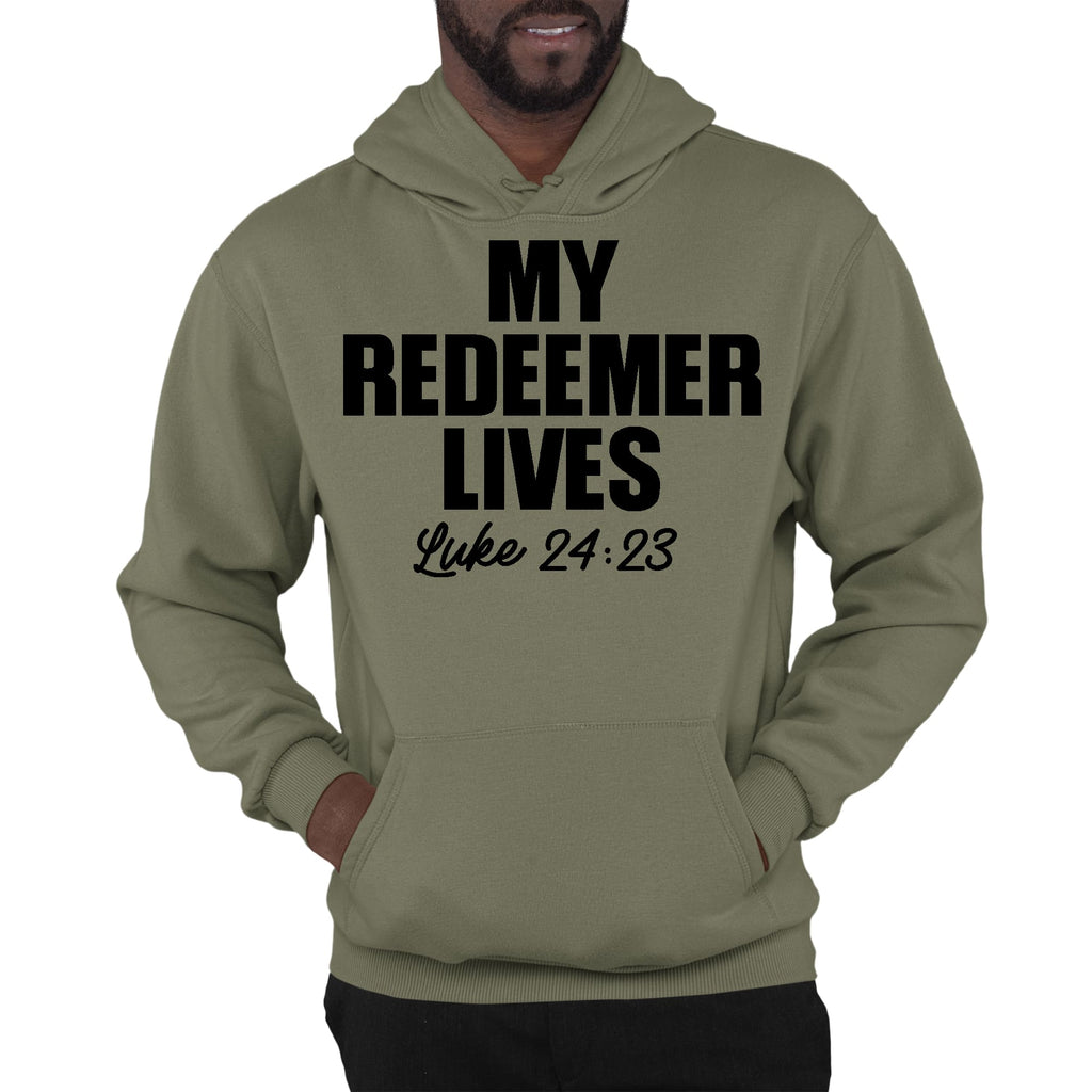 Mens Graphic Hoodie my Redeemer Lives Print