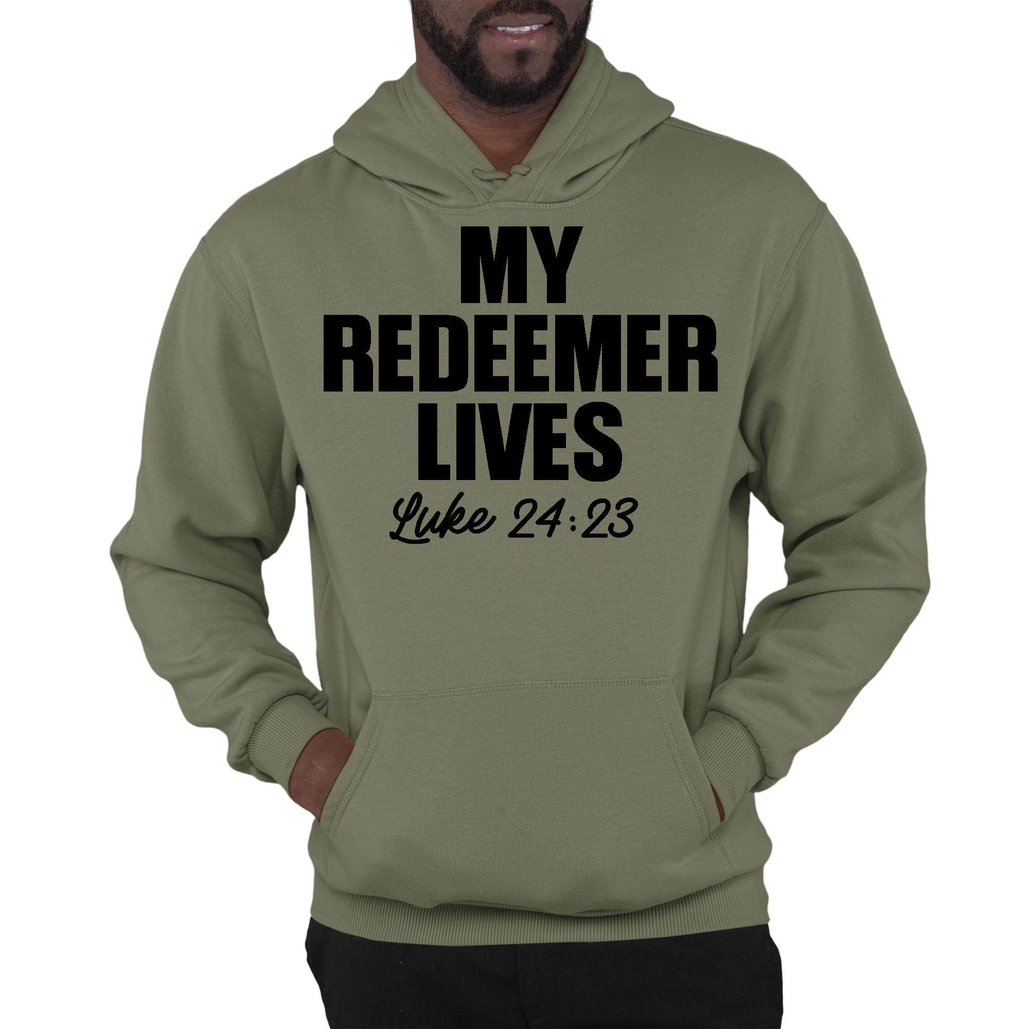 Mens Graphic Hoodie my Redeemer Lives Print