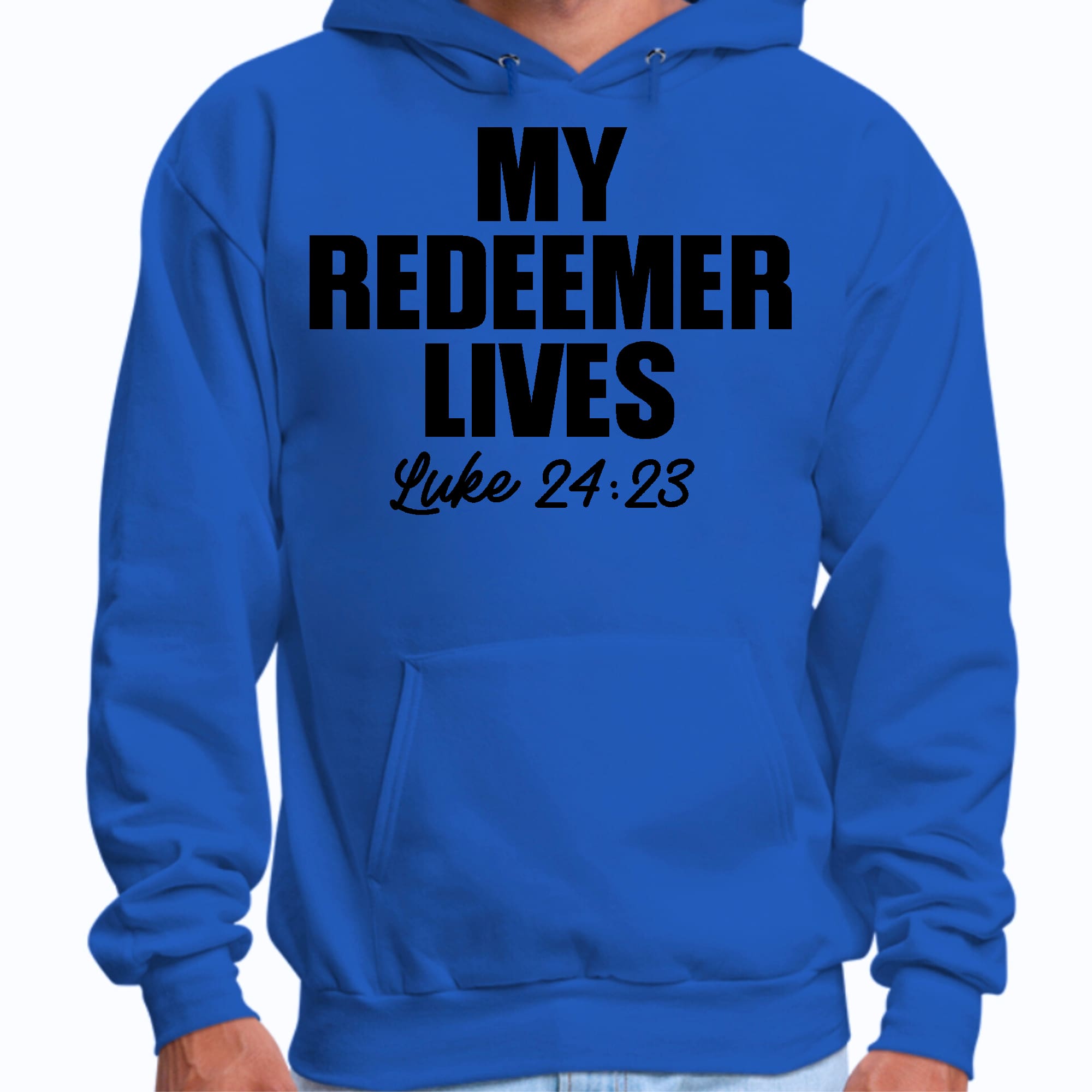 Mens Graphic Hoodie my Redeemer Lives Print