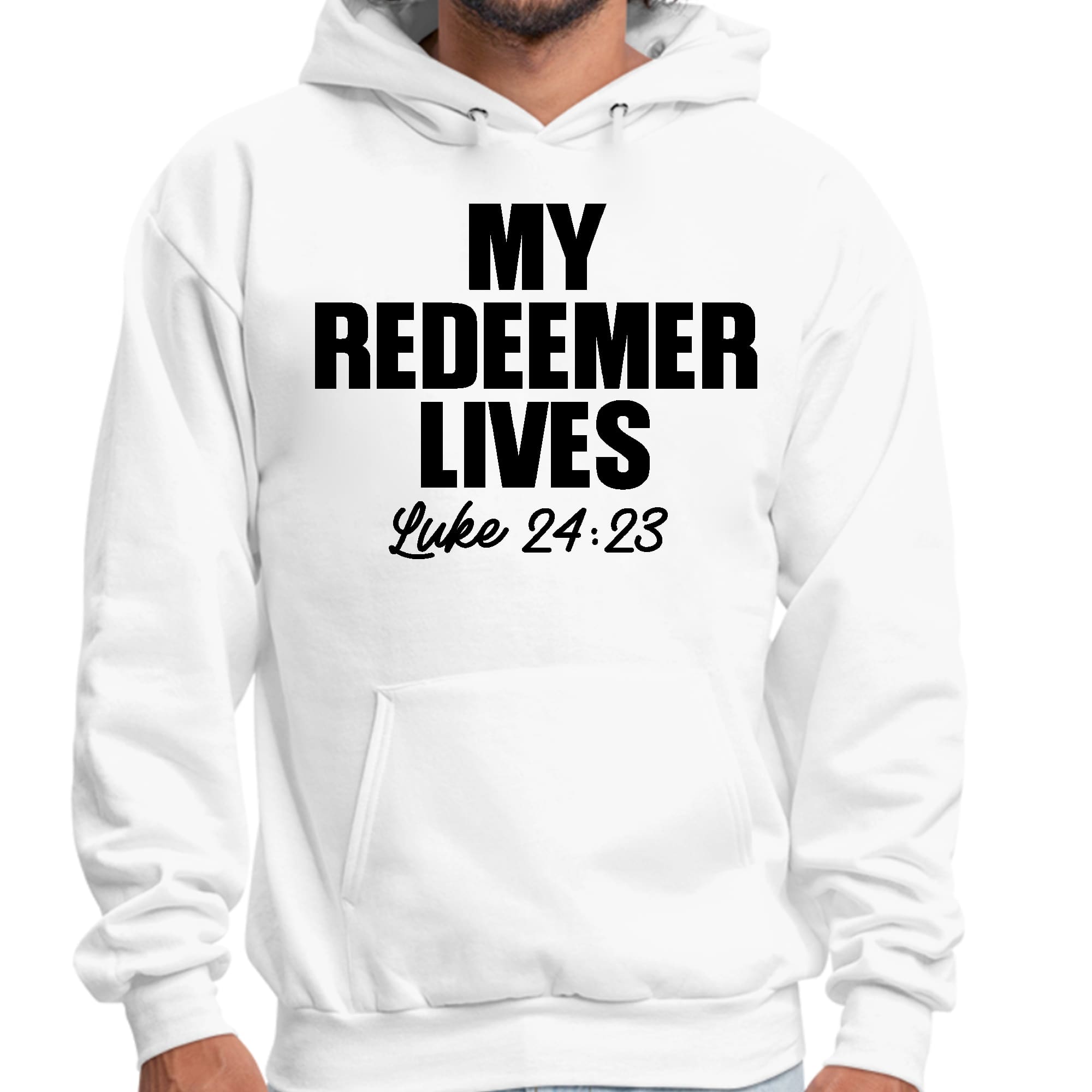 Mens Graphic Hoodie my Redeemer Lives Print