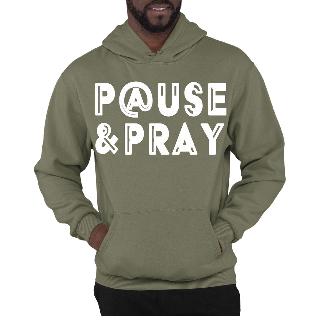 Mens Graphic Hoodie Pause and Pray