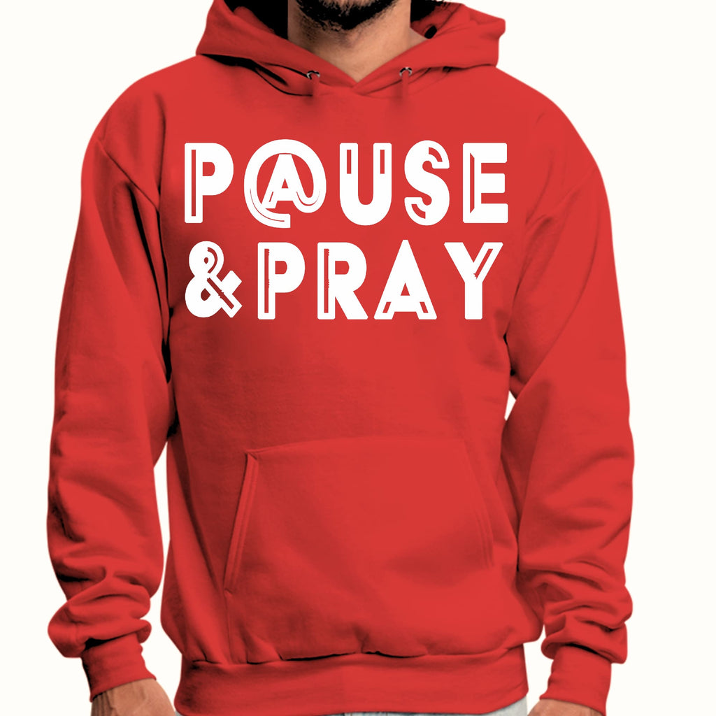 Mens Graphic Hoodie Pause and Pray