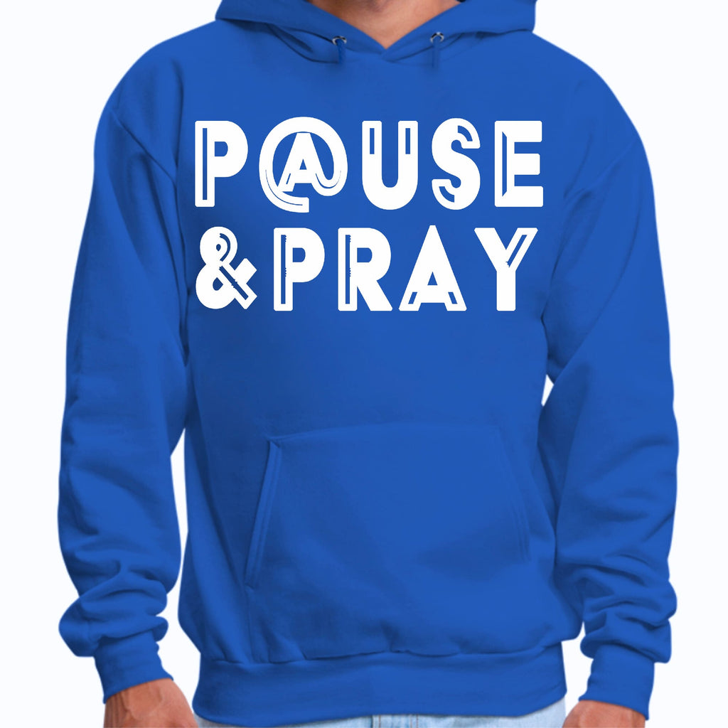 Mens Graphic Hoodie Pause and Pray