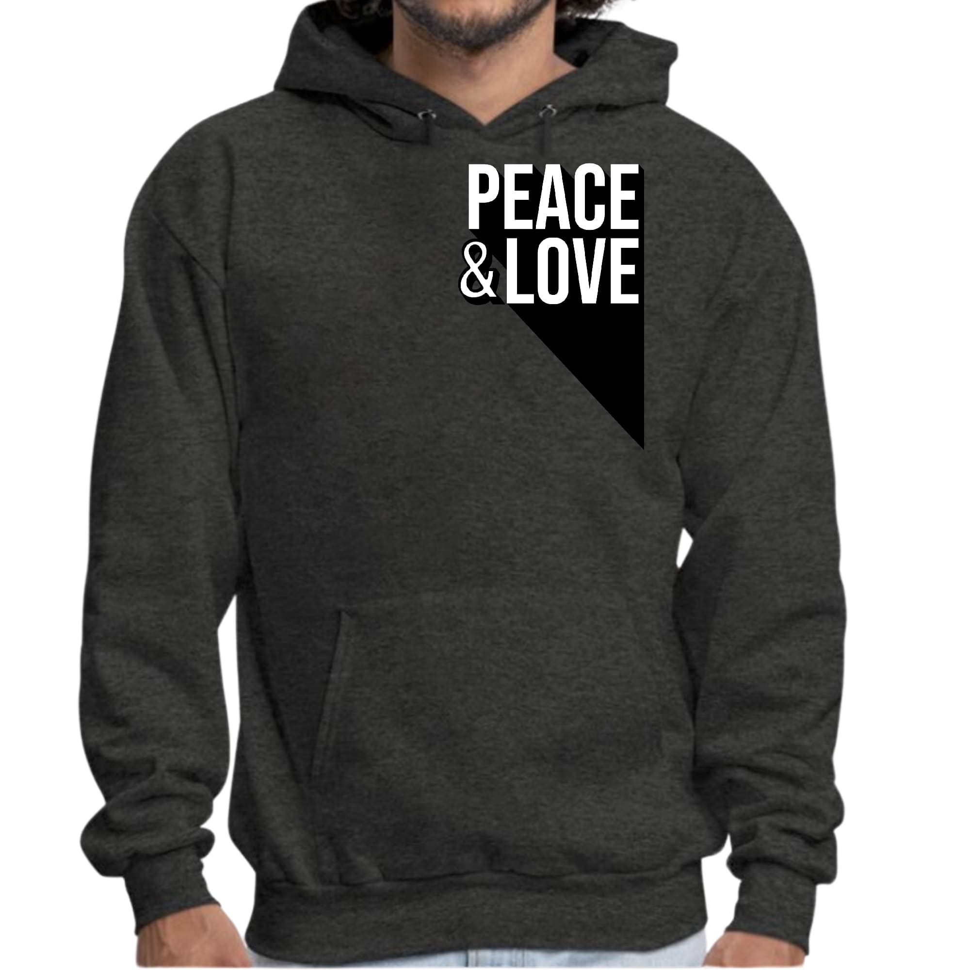 Mens Graphic Hoodie Peace and Love Print