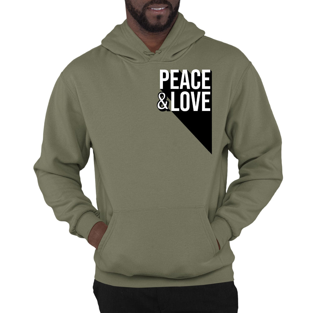 Mens Graphic Hoodie Peace and Love Print