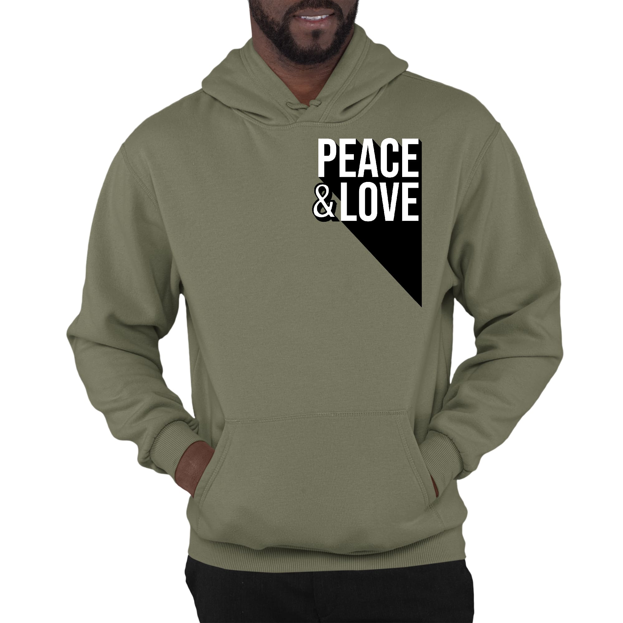 Mens Graphic Hoodie Peace and Love Print