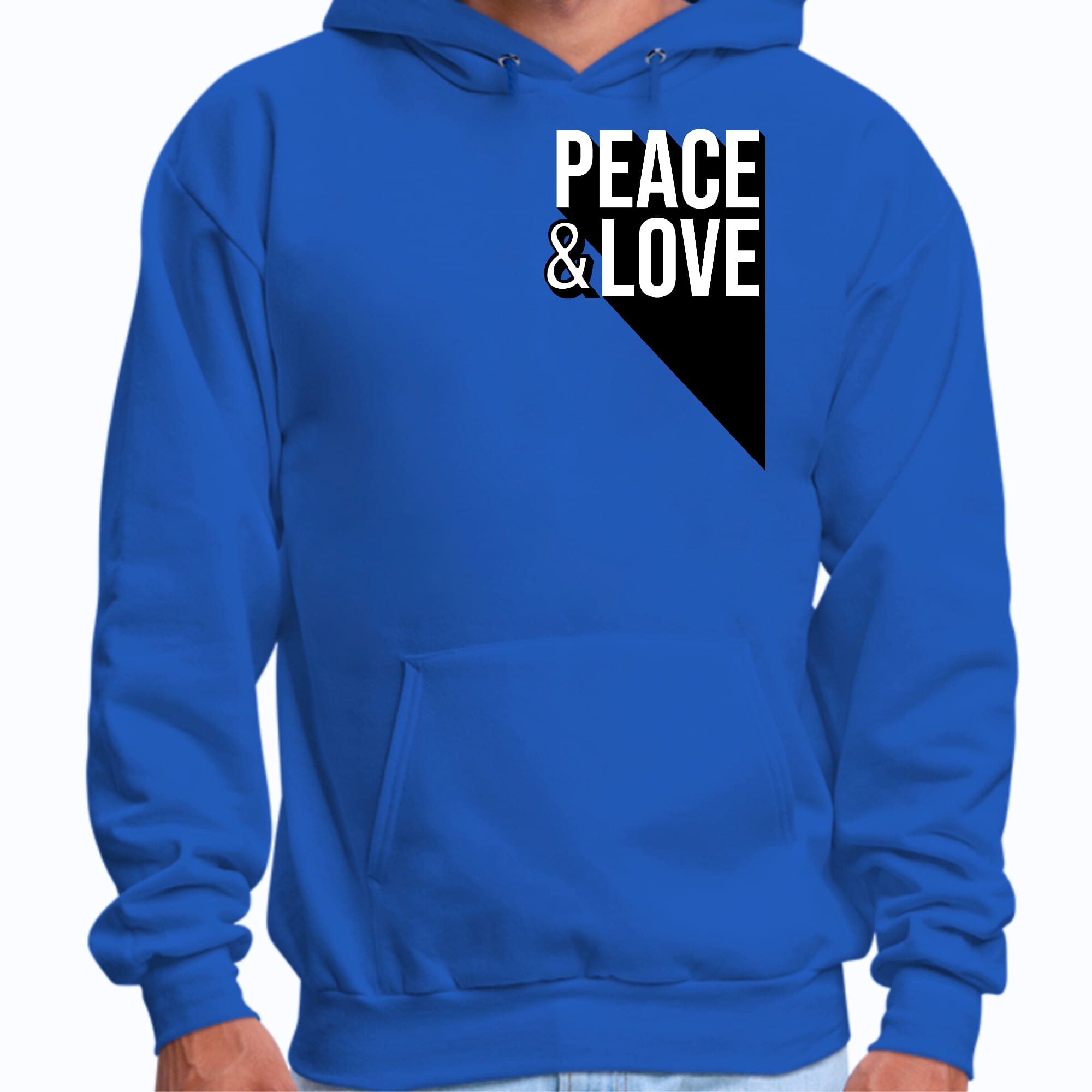 Mens Graphic Hoodie Peace and Love Print