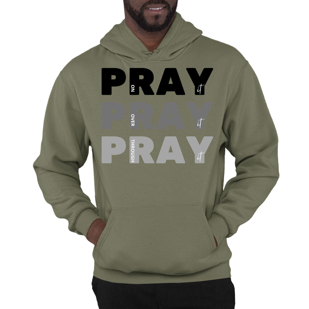 Mens Graphic Hoodie Pray on it Over it Through it Print