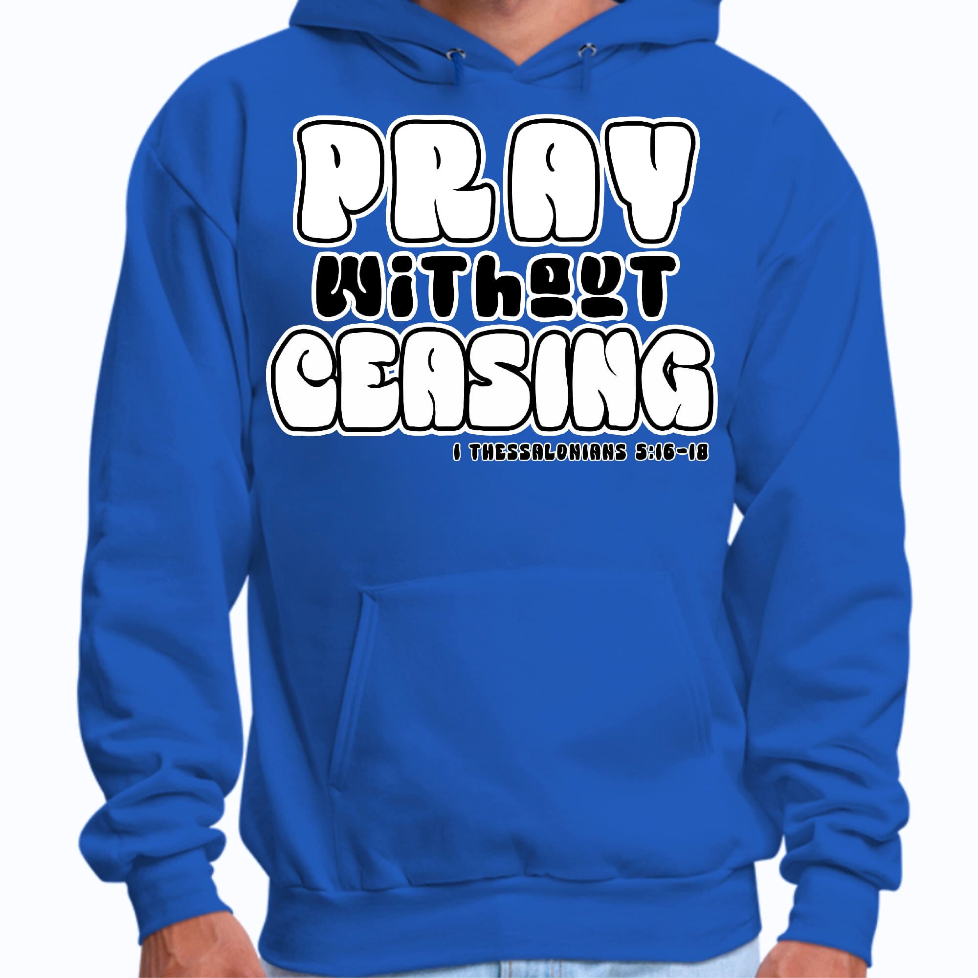 Mens Graphic Hoodie Pray Without Ceasing - Inspirational Illustration