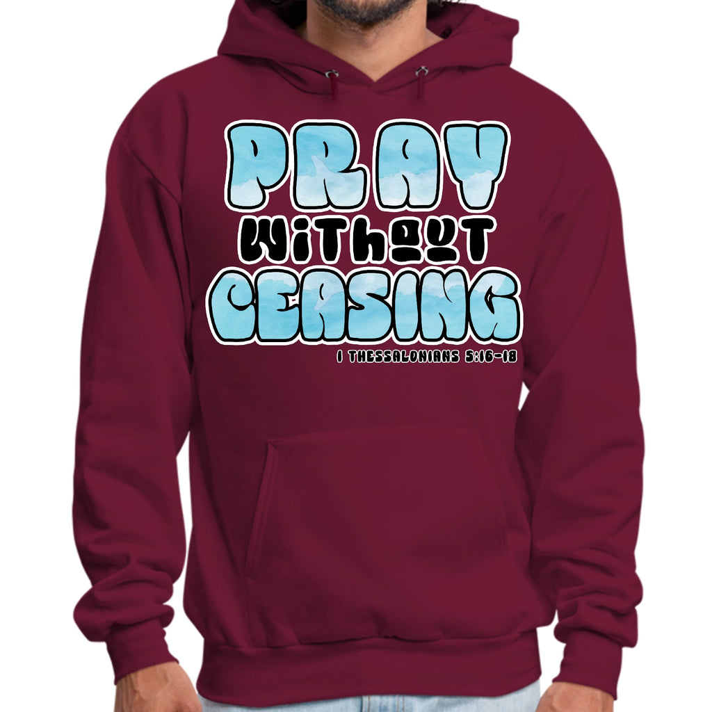 Mens Graphic Hoodie Pray Without Ceasing - Inspirational Illustration