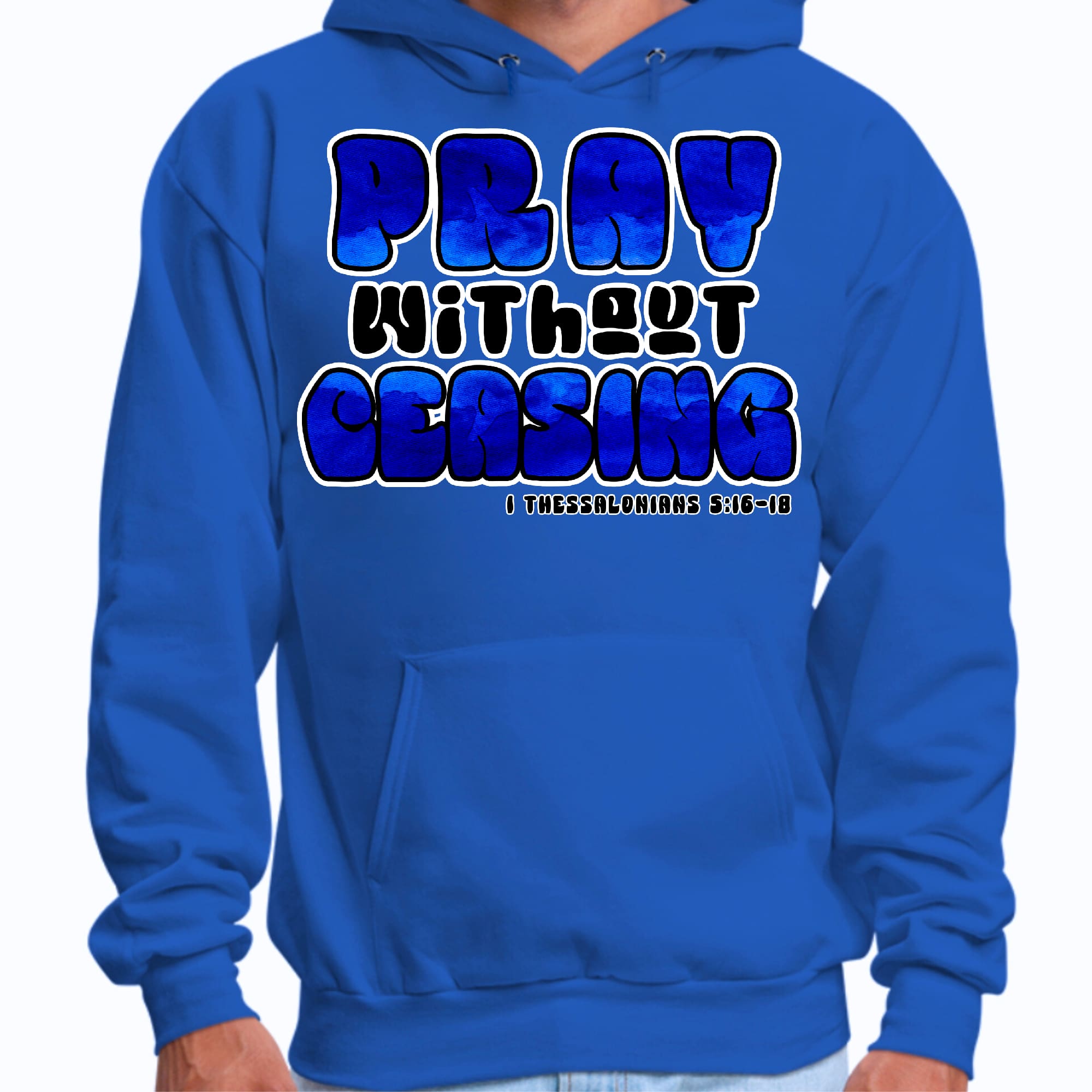 Mens Graphic Hoodie Pray Without Ceasing - Inspirational Illustration