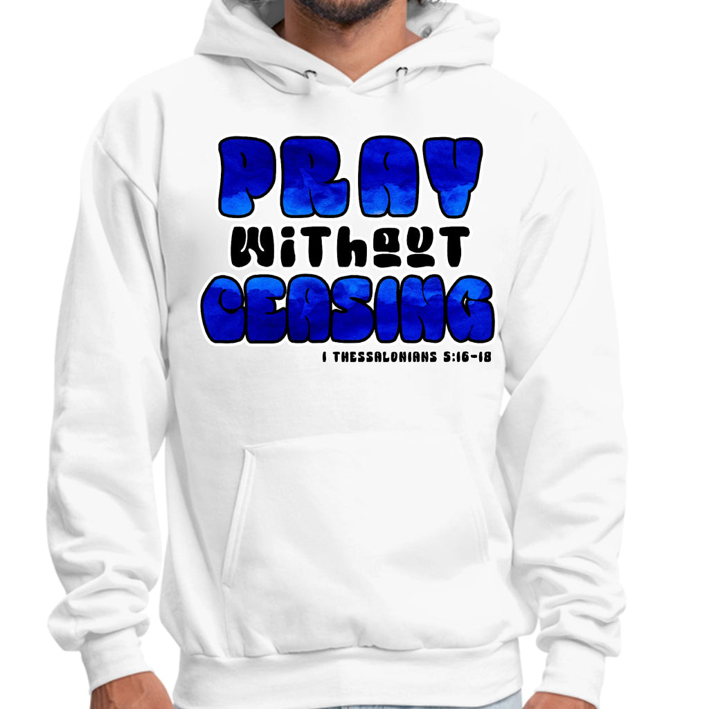 Mens Graphic Hoodie Pray Without Ceasing - Inspirational Illustration