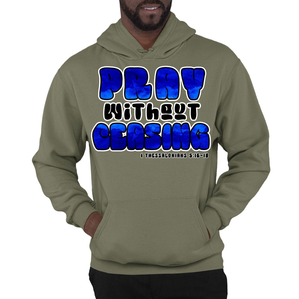 Mens Graphic Hoodie Pray Without Ceasing - Inspirational Illustration