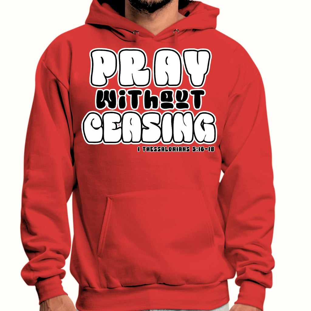 Mens Graphic Hoodie Pray Without Ceasing - Inspirational Illustration