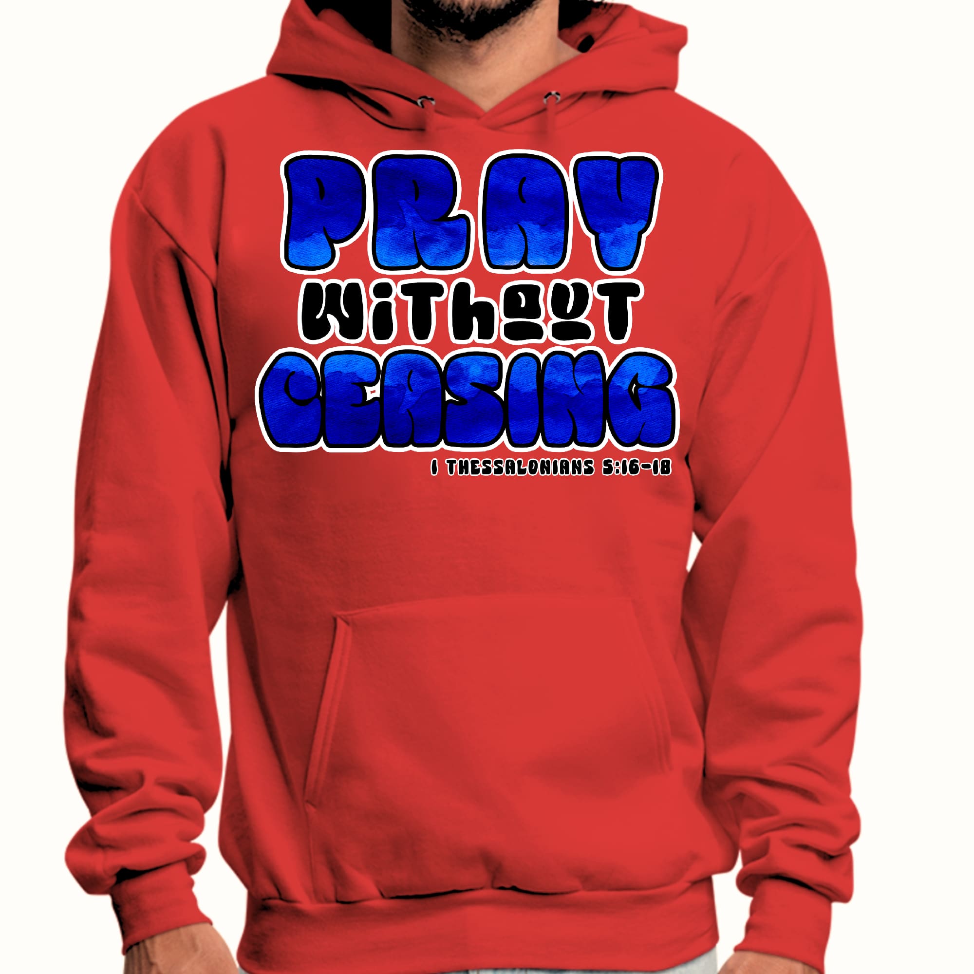 Mens Graphic Hoodie Pray Without Ceasing - Inspirational Illustration