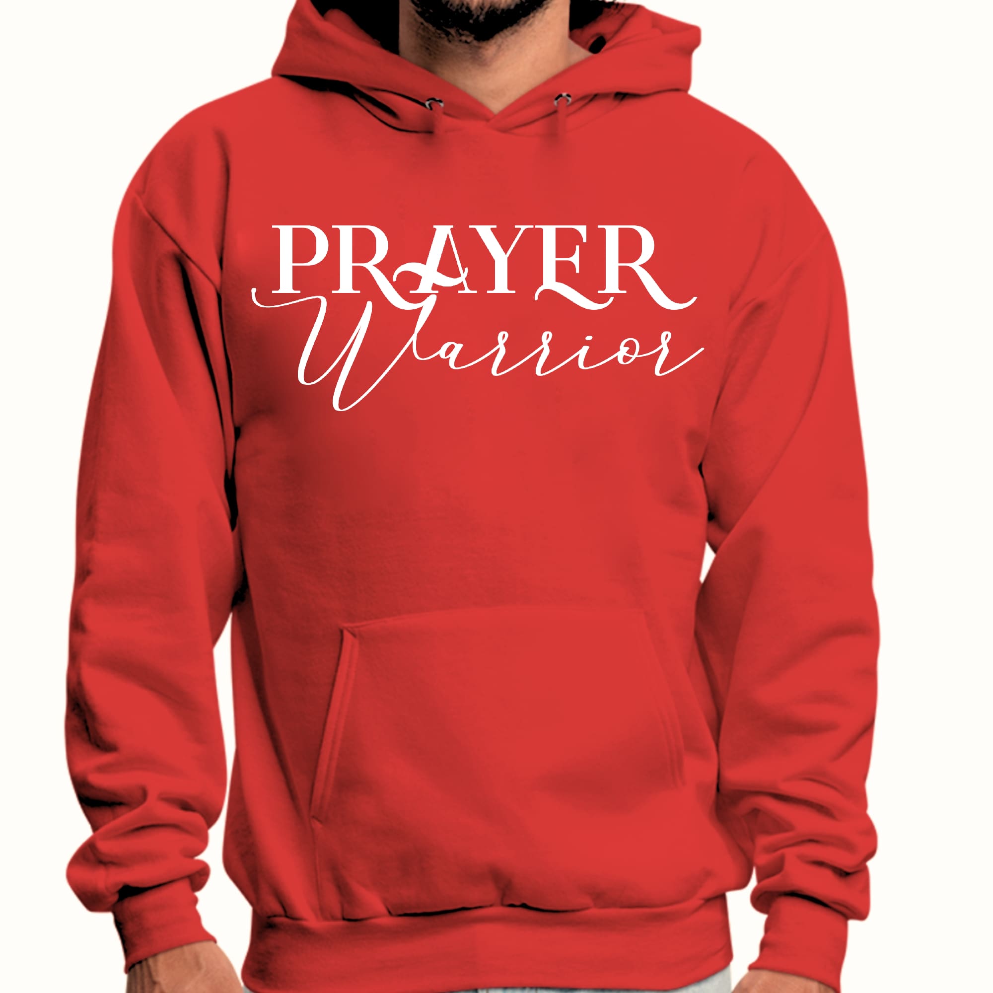 Mens Graphic Hoodie Prayer Warrior Script Style Illustration