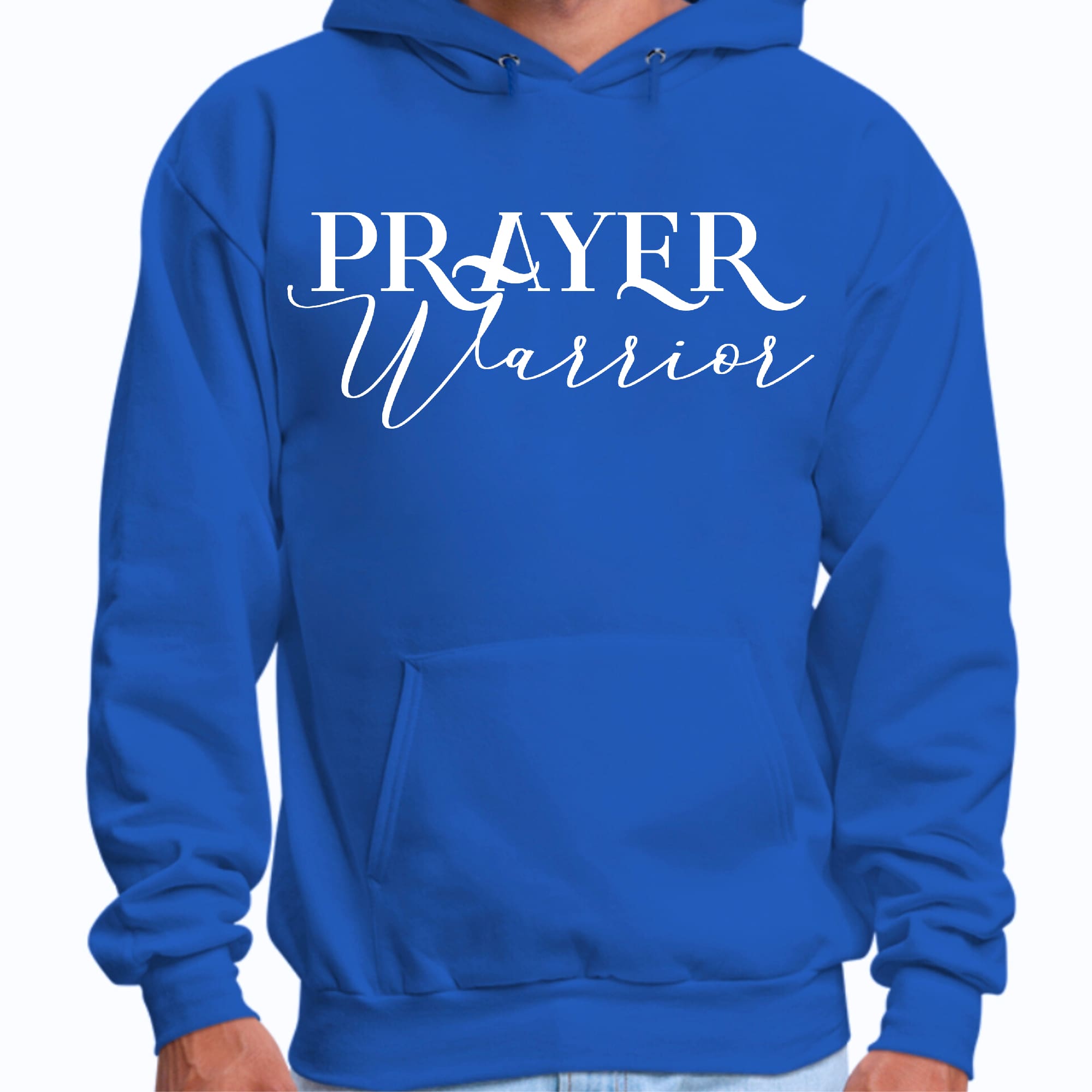 Mens Graphic Hoodie Prayer Warrior Script Style Illustration