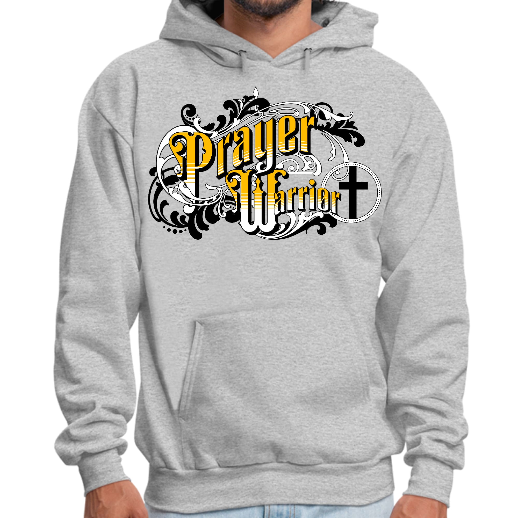 Mens Graphic Hoodie Prayer Warrior Victorian Style Illustration