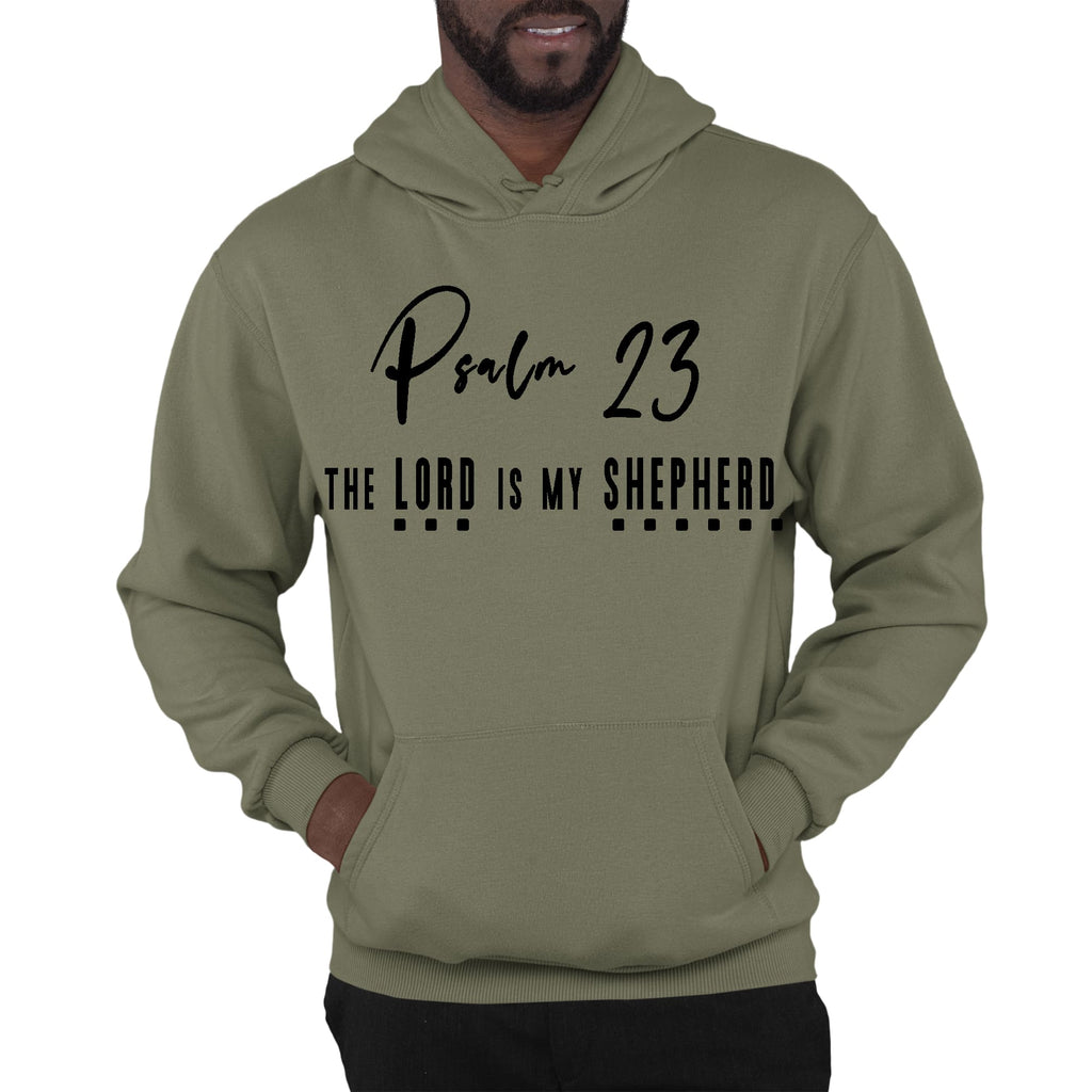 Mens Graphic Hoodie Psalm 23 the Lord is my Shepherd Black Print