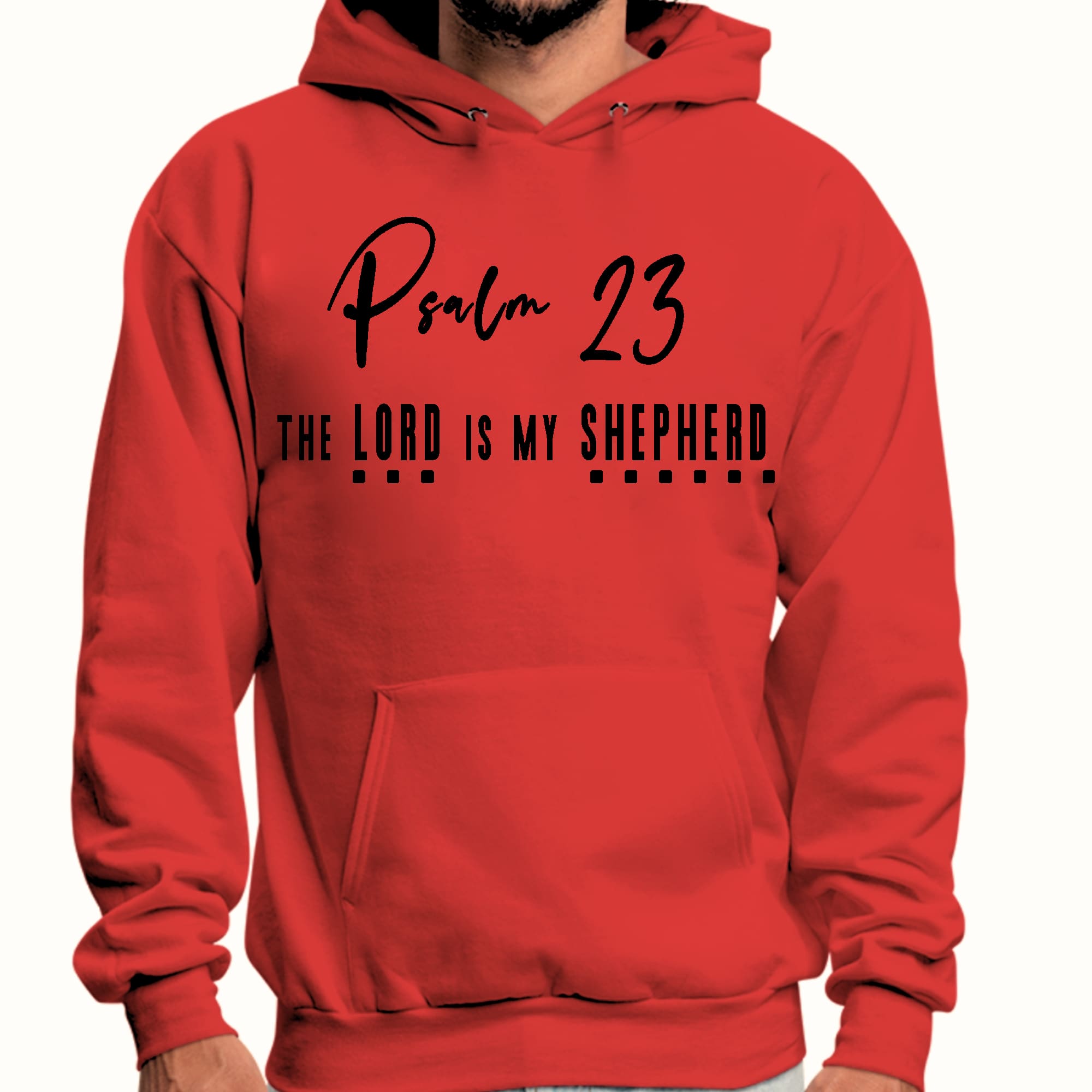 Mens Graphic Hoodie Psalm 23 the Lord is my Shepherd Black Print