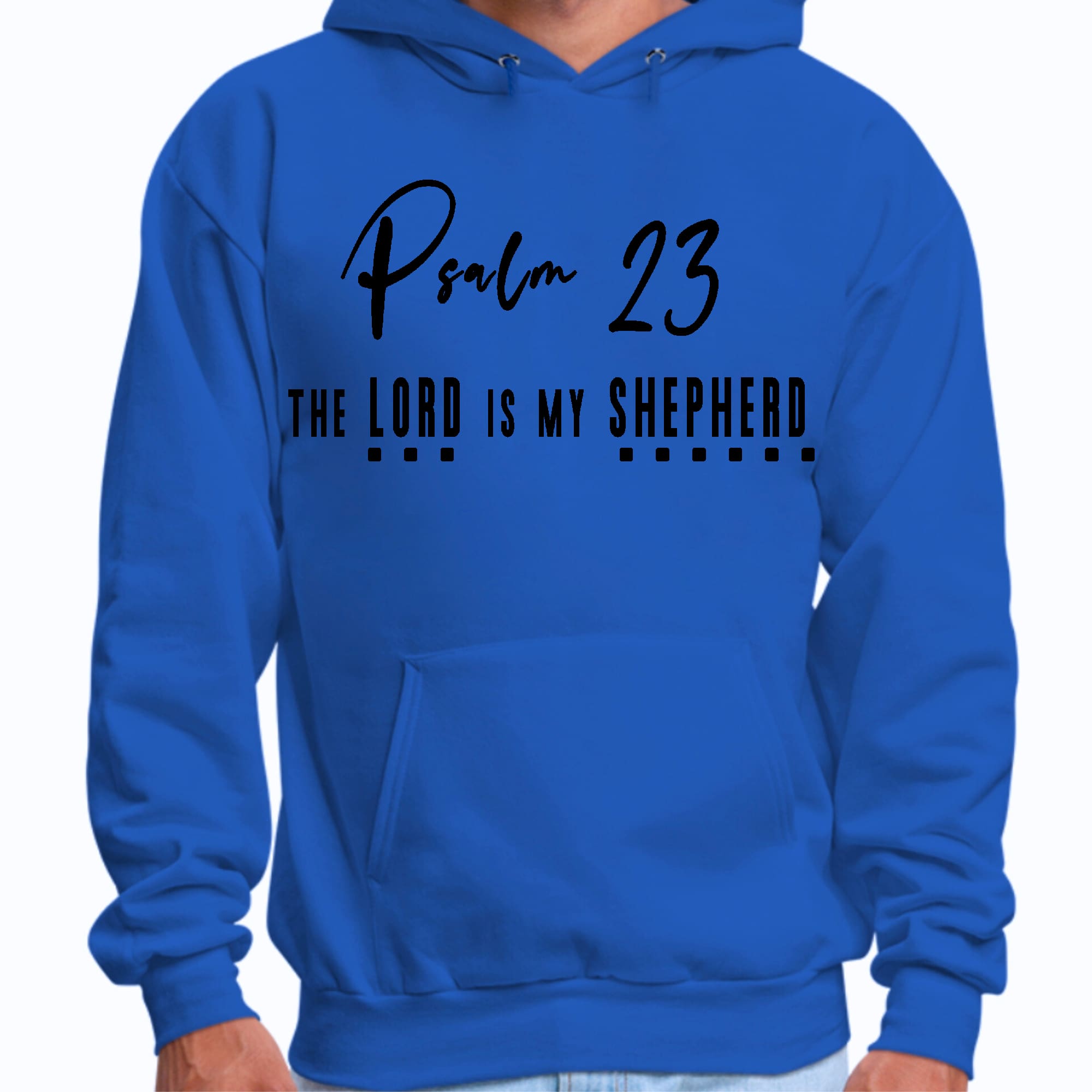 Mens Graphic Hoodie Psalm 23 the Lord is my Shepherd Black Print