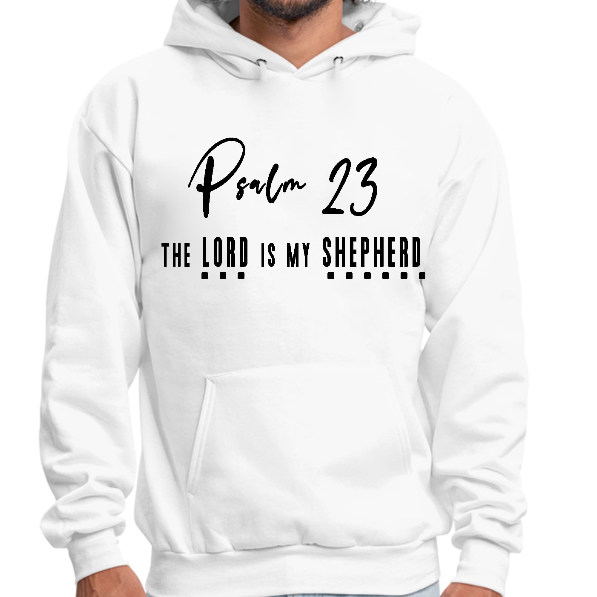 Mens Graphic Hoodie Psalm 23 the Lord is my Shepherd Black Print
