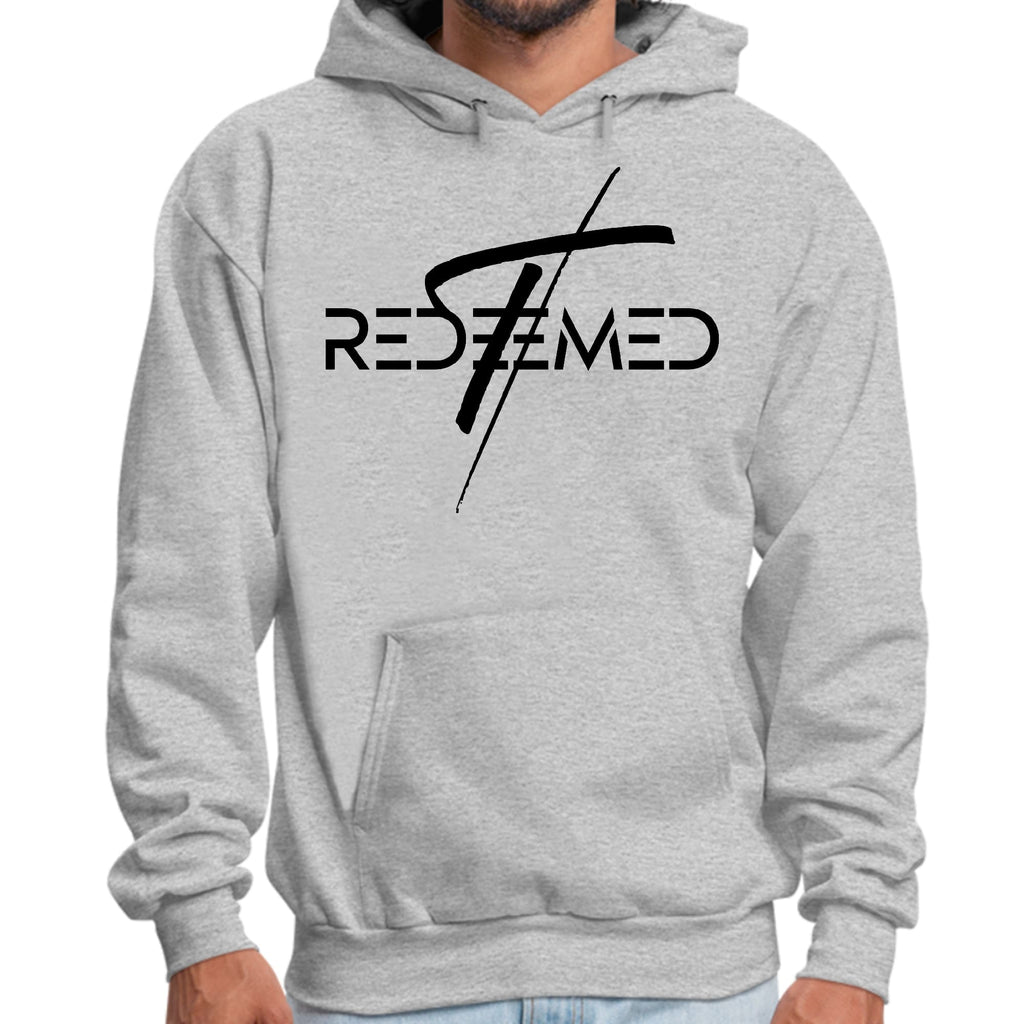Mens Graphic Hoodie Redeemed Cross Black Illustration