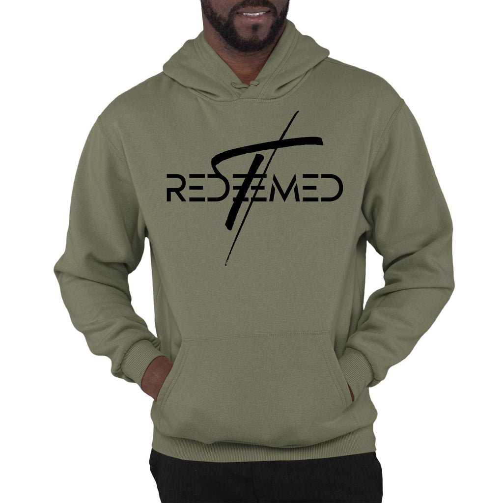 Mens Graphic Hoodie Redeemed Cross Black Illustration