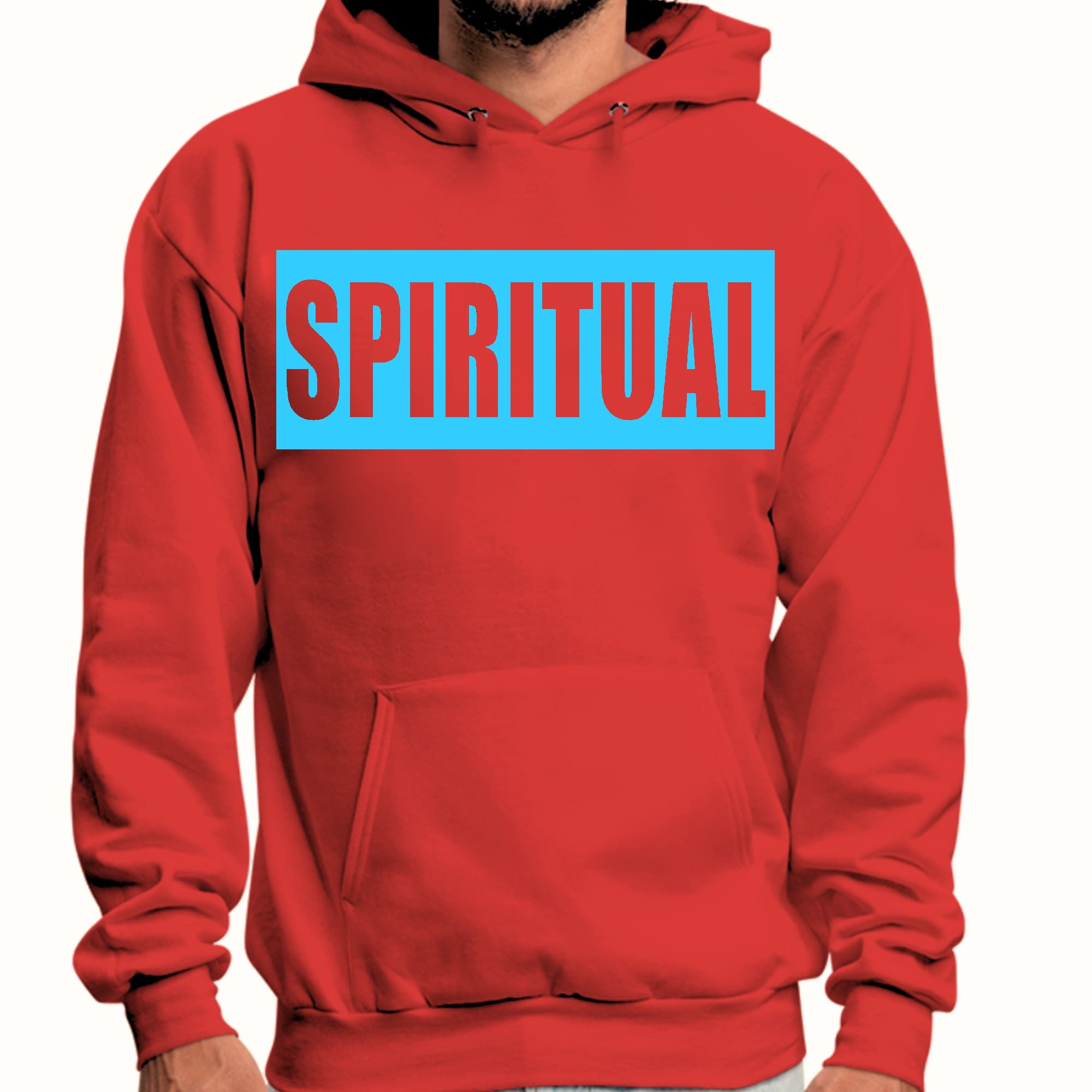 Mens Graphic Hoodie Spiritual Light Blue Print