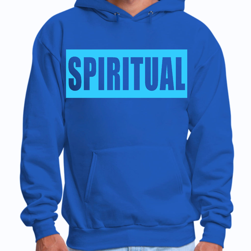 Mens Graphic Hoodie Spiritual Light Blue Print