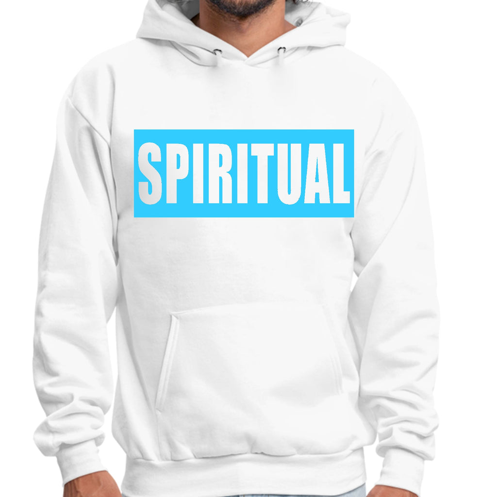 Mens Graphic Hoodie Spiritual Light Blue Print