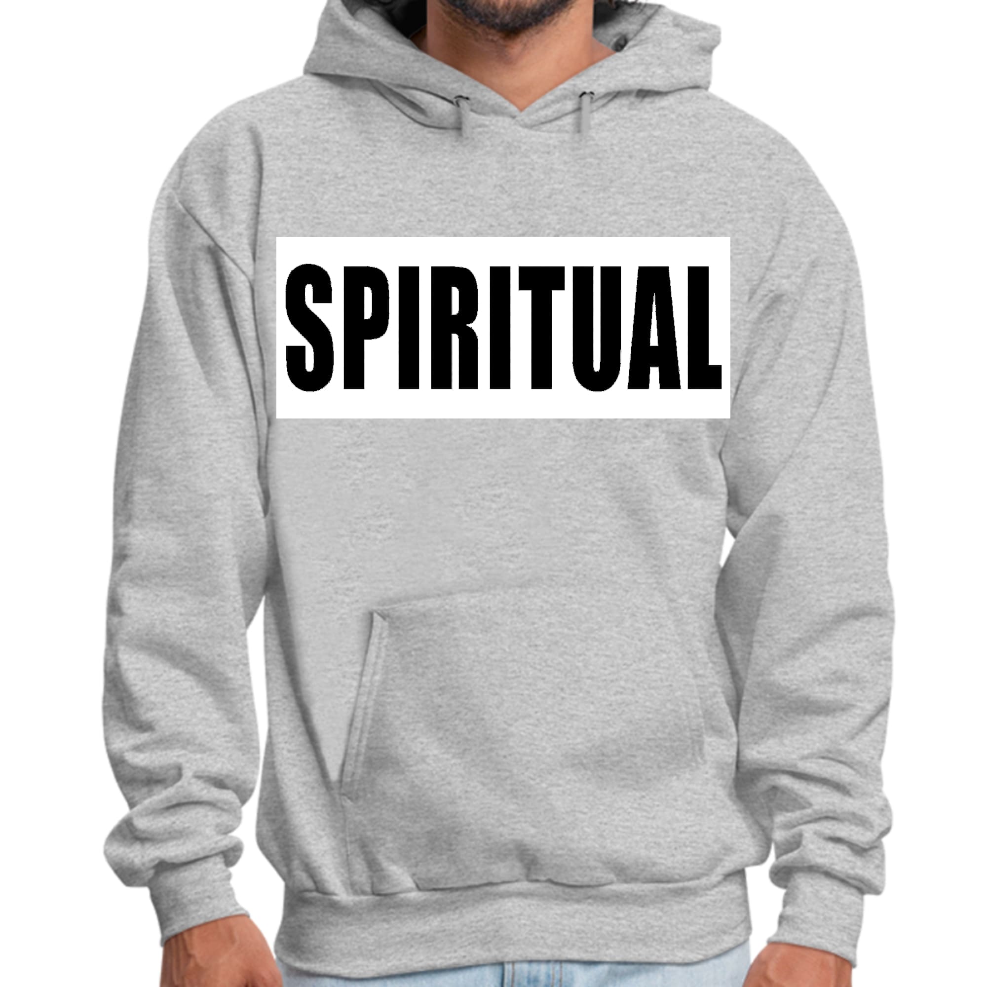 Mens Graphic Hoodie Spiritual White Colorblock Illustration
