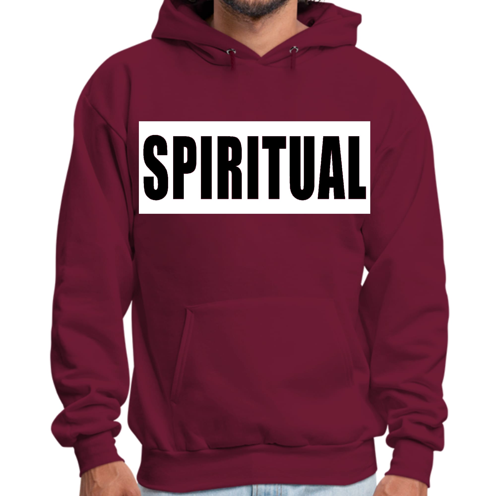 Mens Graphic Hoodie Spiritual White Colorblock Illustration
