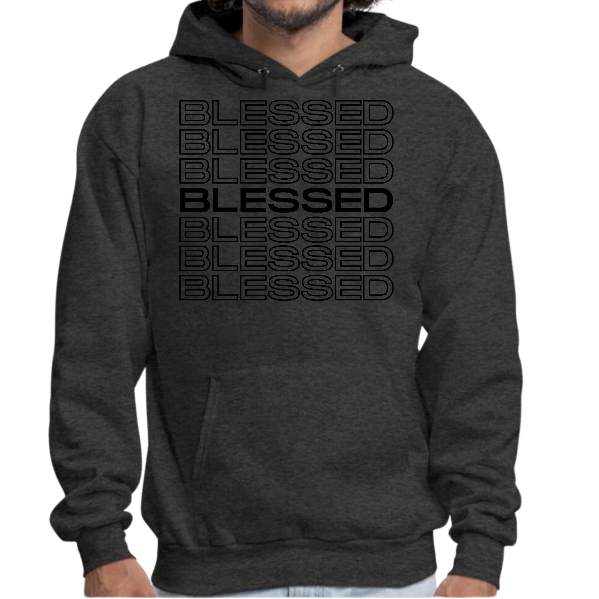 Mens Graphic Hoodie Stacked Blessed Print