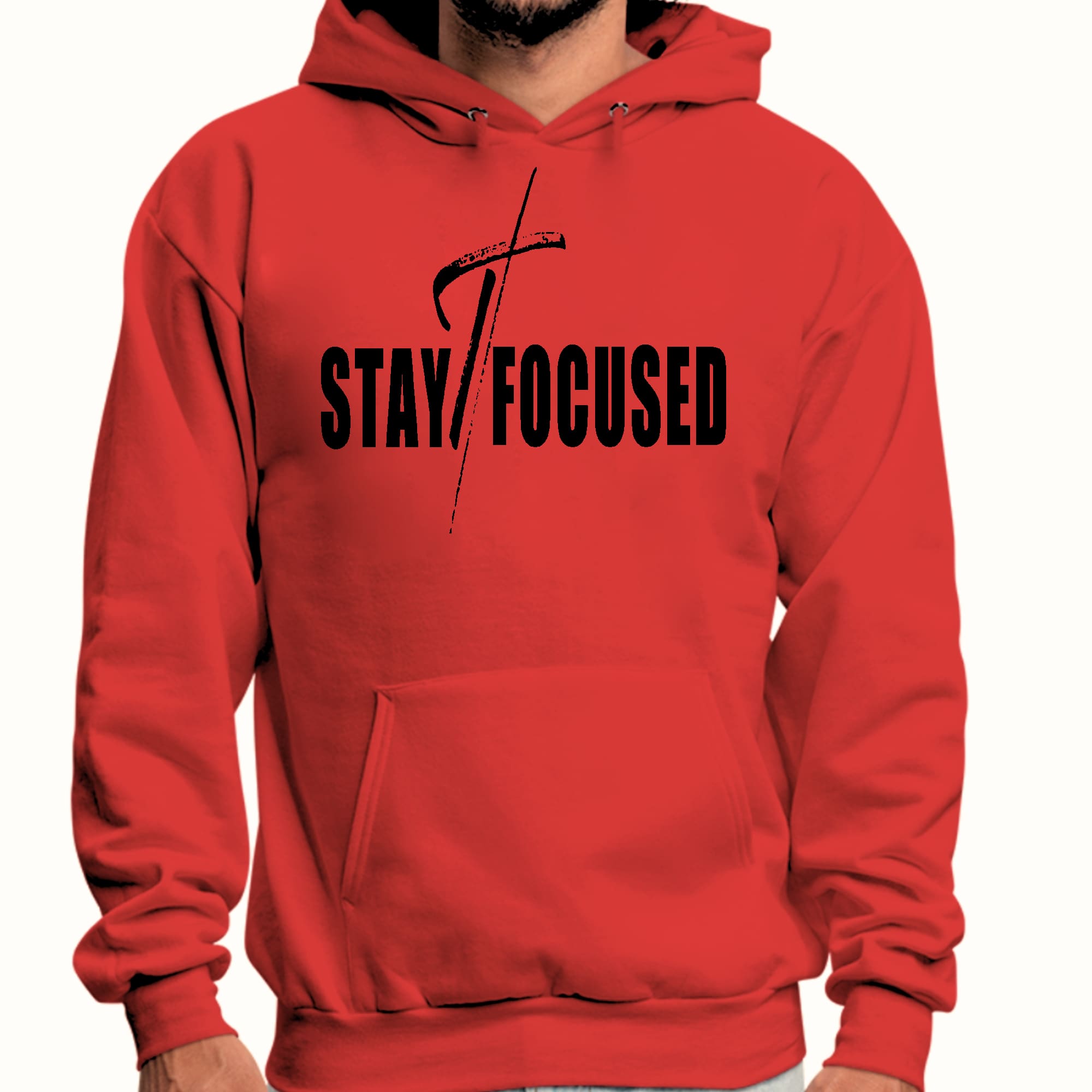 Mens Graphic Hoodie Stay Focused Black Print